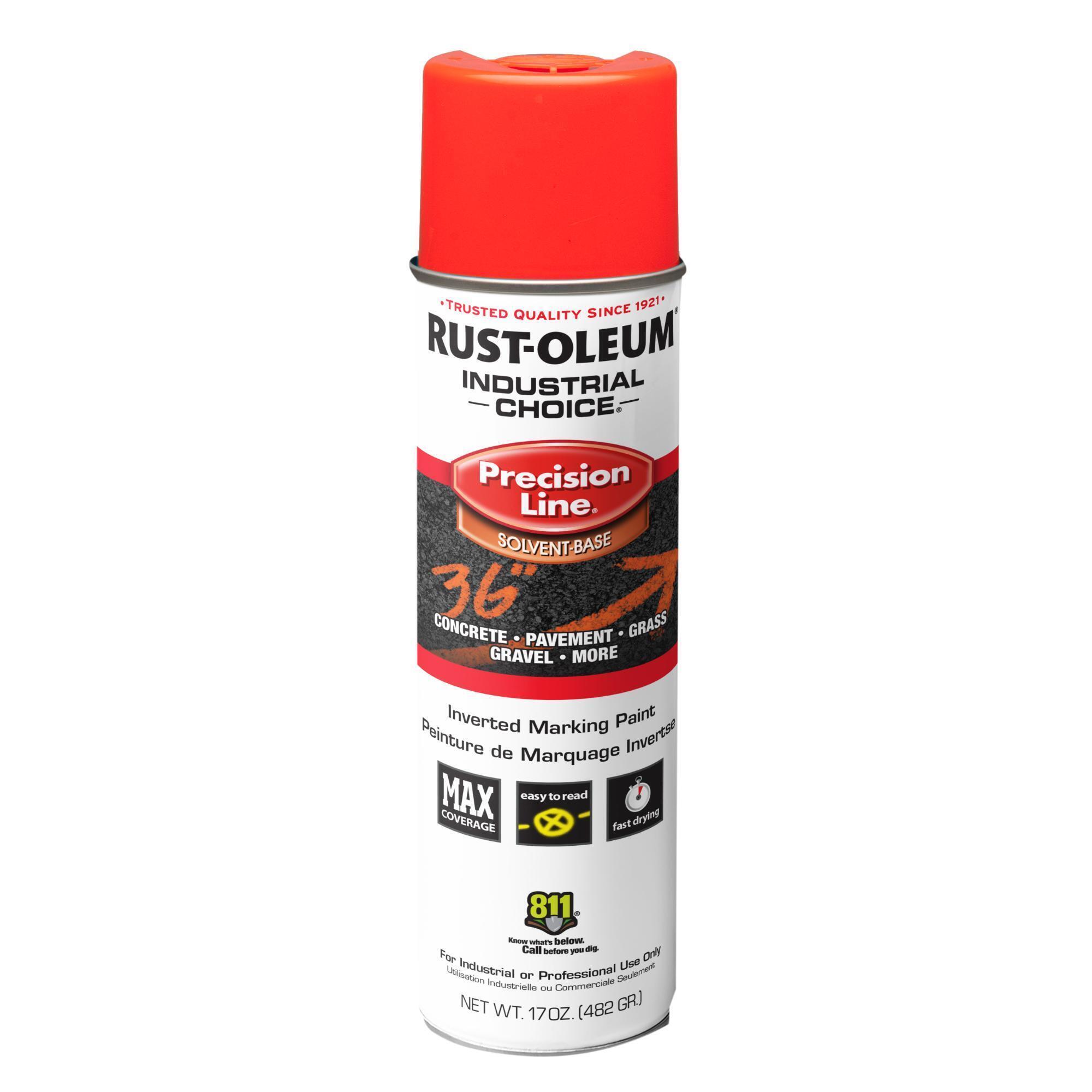 Rust-Oleum Industrial Choice M1600 Precision Line Inverted Marking Spray Paint — Fluorescent Red-Orange, 17 Oz. Cans, 12 Pk., Model# 203028VDS