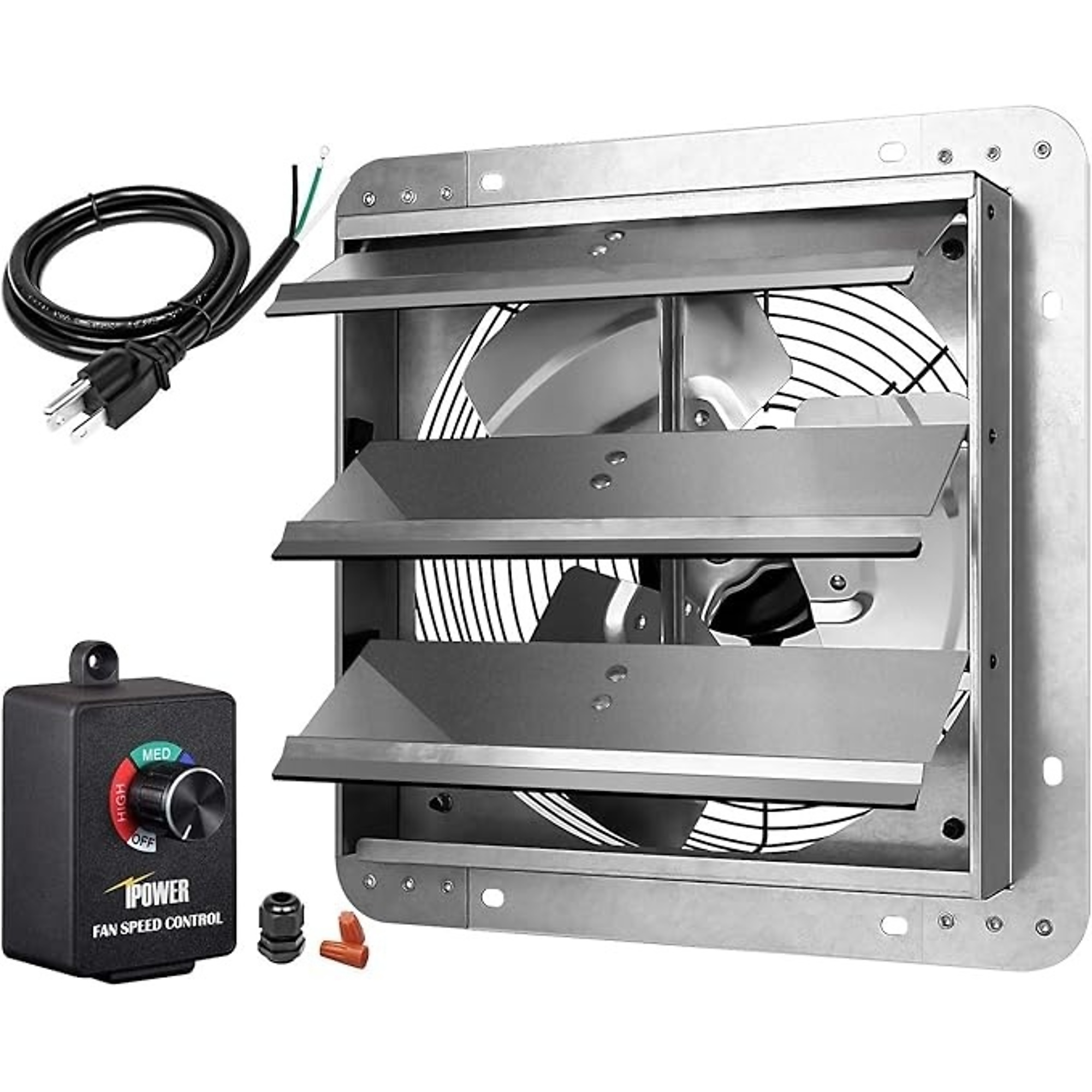 EdenDirect Electric Power Gable Mount Attic Fan — 1000 CFM, 14in., Adjustable Thermostat, Automatic Shutter, Speed Controller, Model# NTE-EHAUST14CTB