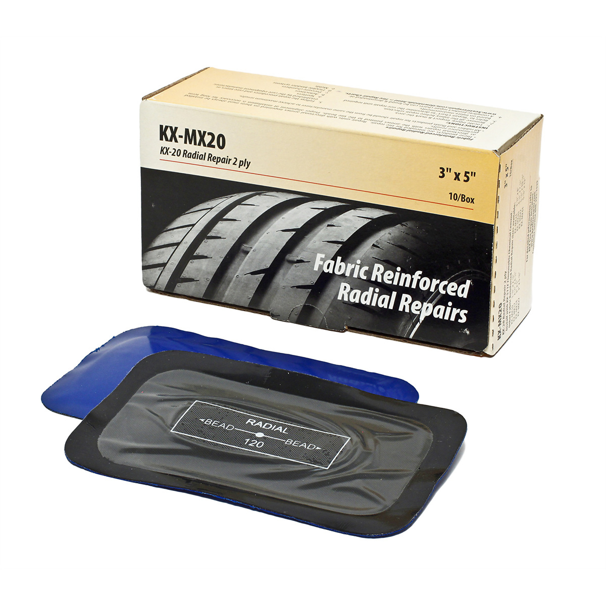 KEX Tire Repair Radial Repair Patch — 3in. x 5in., 10 Count, Model# KEXKX-MX20