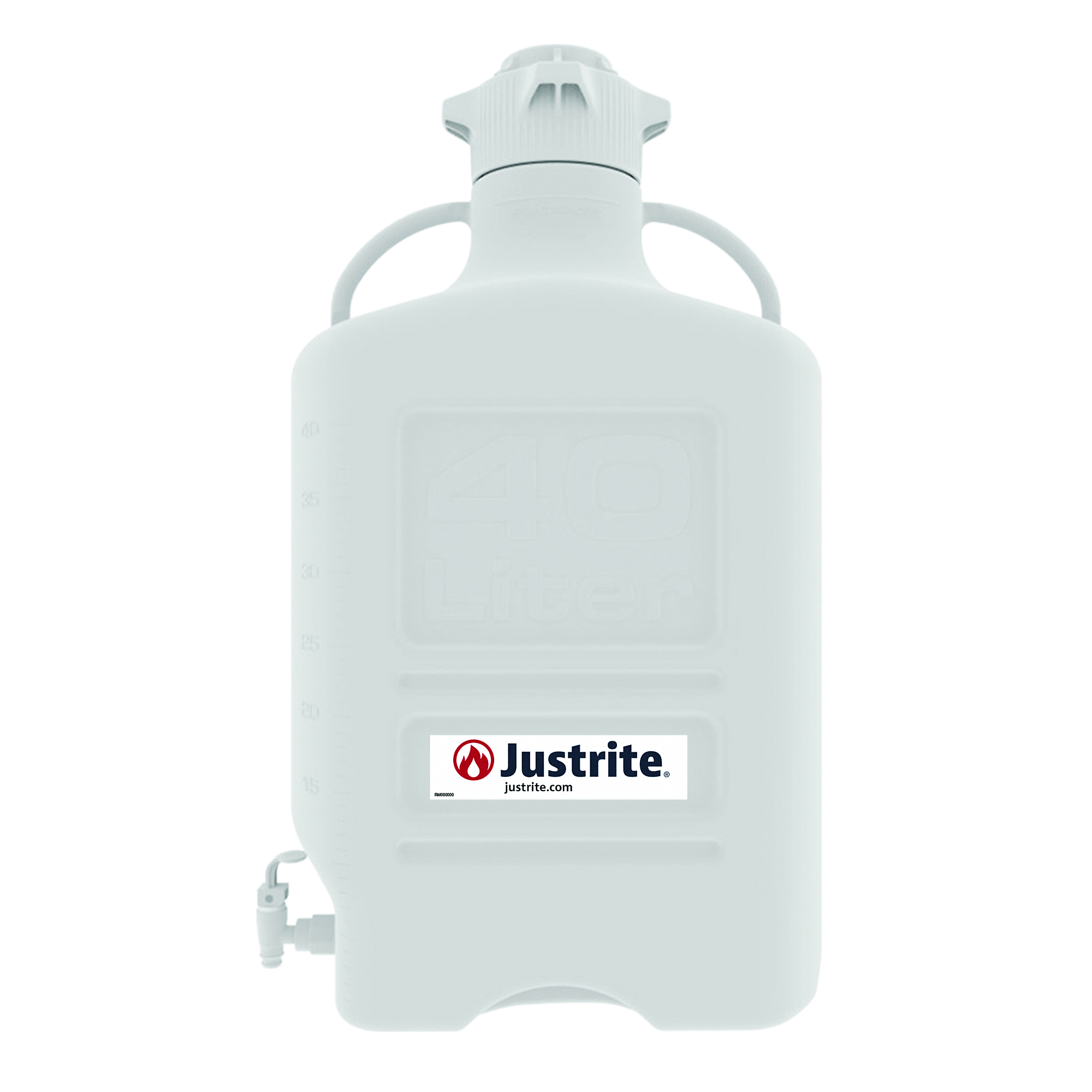 Justrite Carboy — 40 Liters, HDPE, 120mm Cap, Spigot, Model# 12918