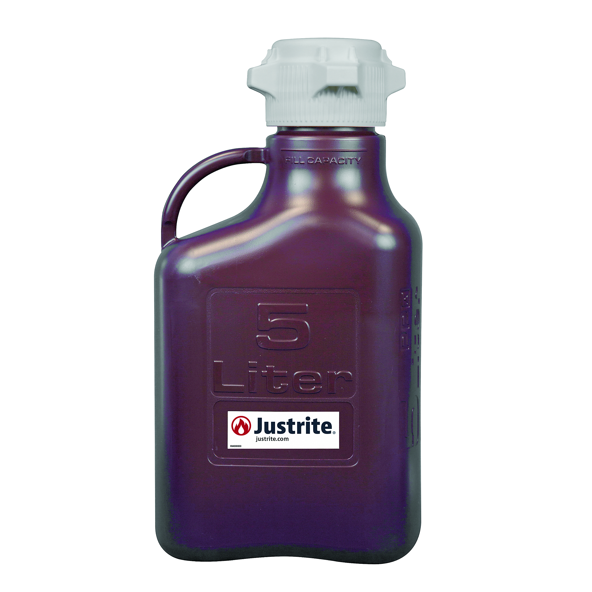 Justrite Polypropylene Carboy — 5 Liters, 83mm Cap, Dark Amber, Model# 12943