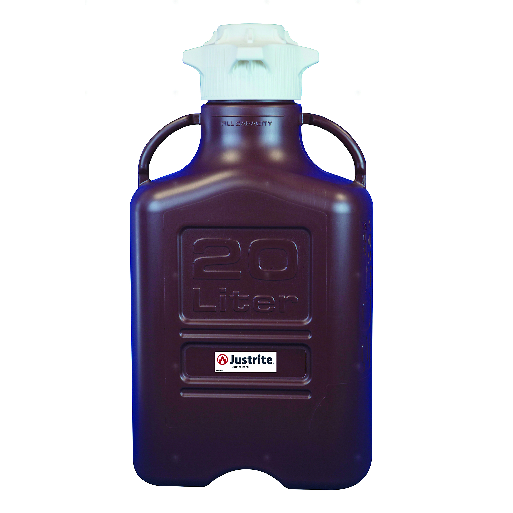 Justrite Polypropylene Carboy — 20 Liters, 120mm Cap, Dark Amber, Model# 12945