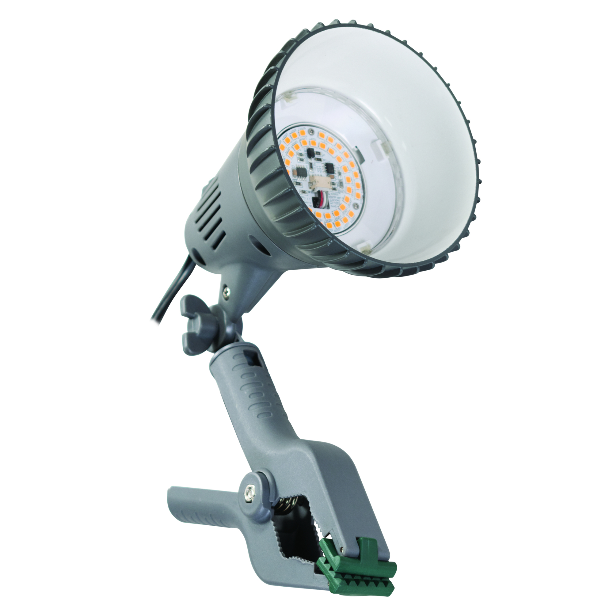 Stonepoint LED Grow Clamp Light — 13 Watts, 17.29 PPF, Full Spectrum, Heavy-Duty Clamp, Pivoting Head, Plug-In, Damp Rated, Model# GR-CLP