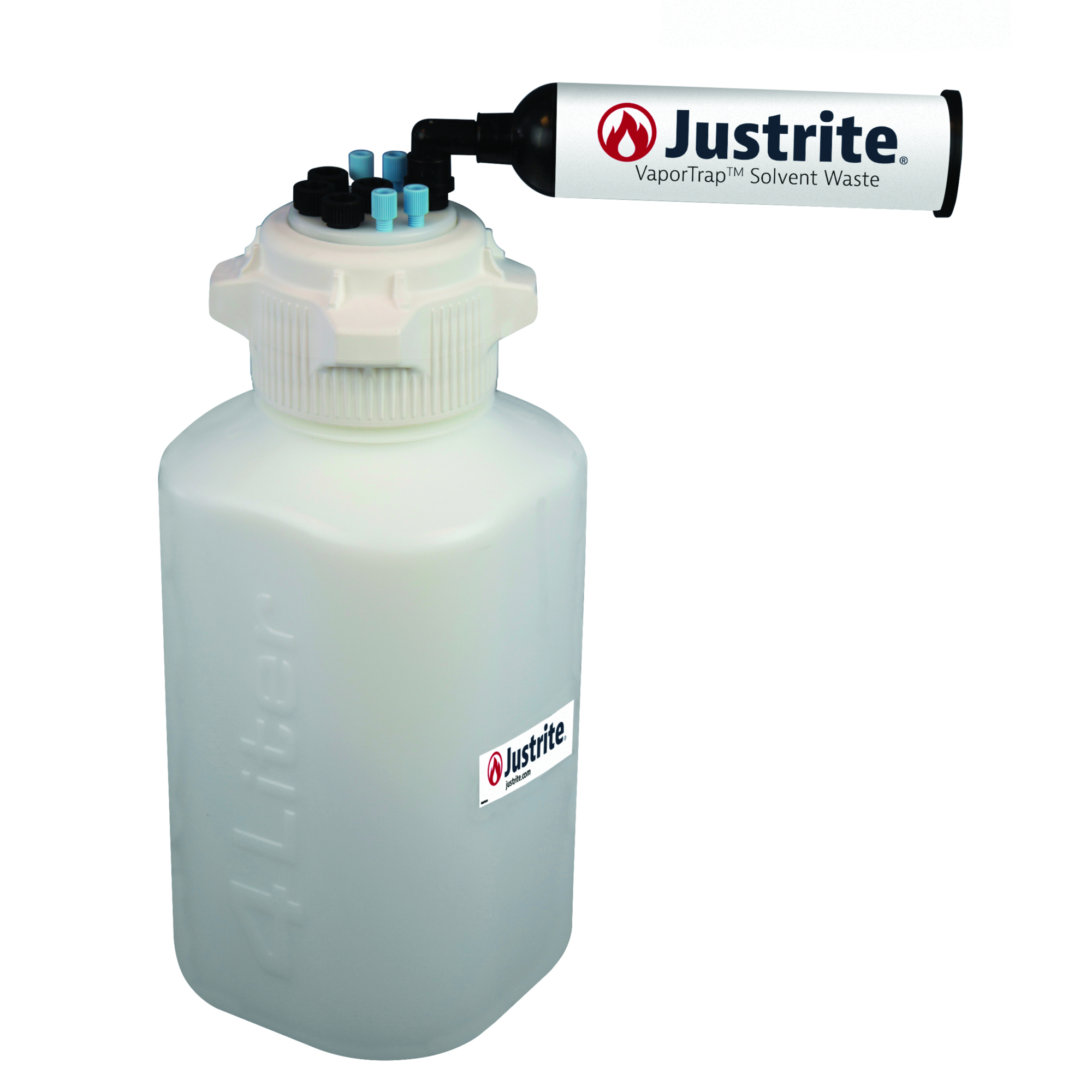 Justrite VaporTrap Carboy with Filter Kit — 4 Liters, HDPE, 83mm Cap, Model# 12815