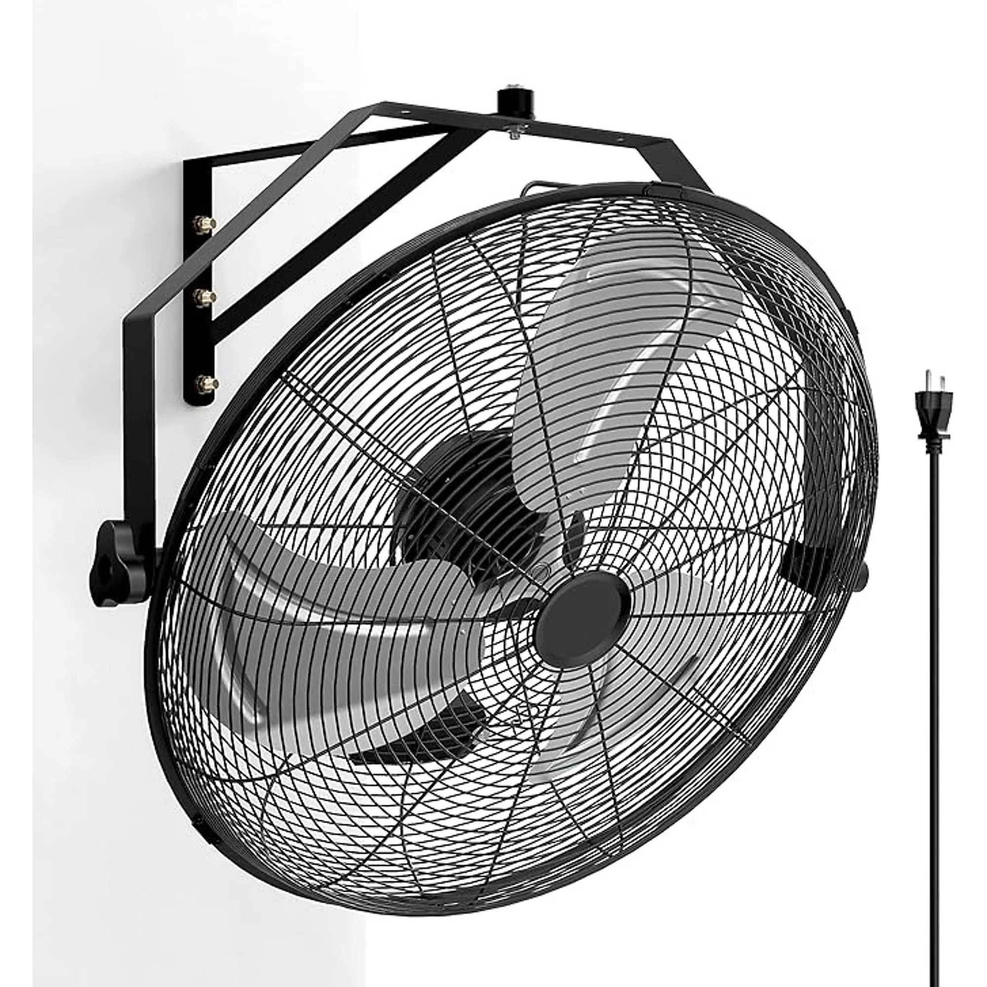 24-Inch Wall-Mounted Industrial Fan – 3-Speed Adjustable Angle & Motor ...