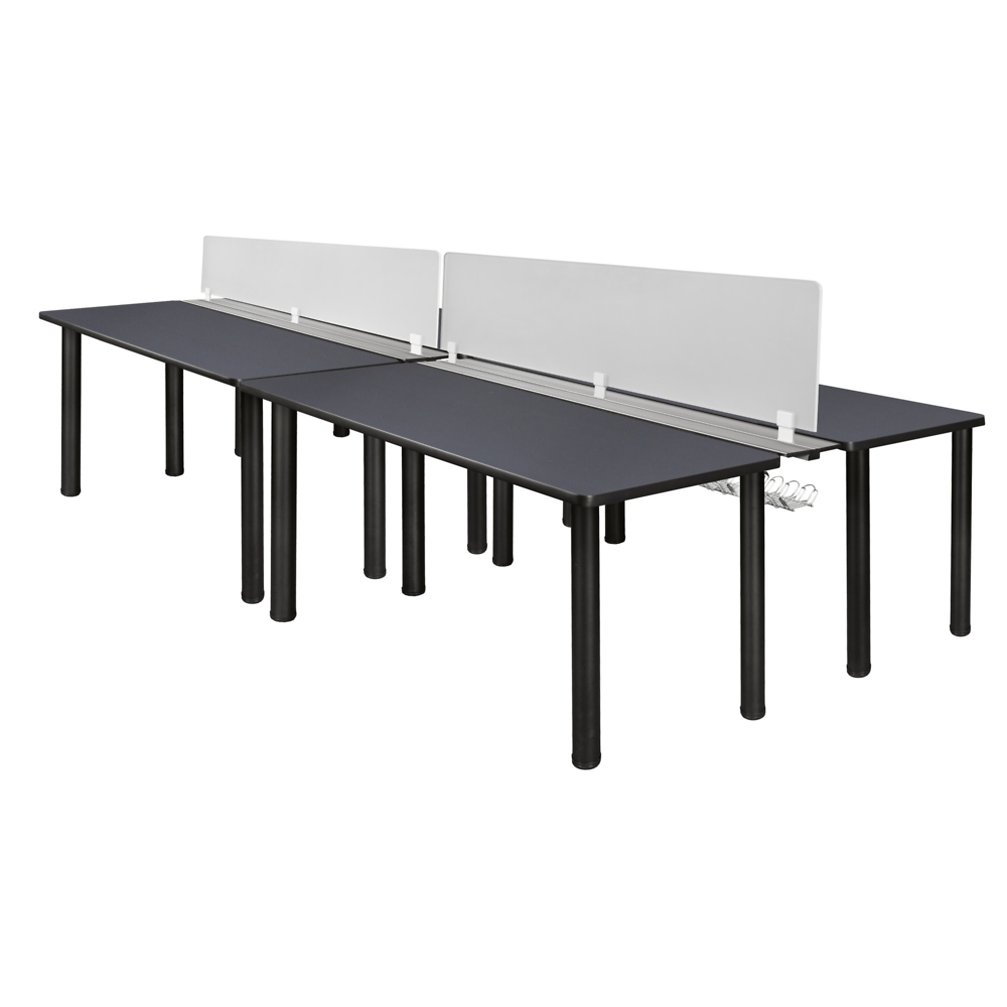 Regency Furniture Kee 4-Person Workstation Desk — 60in. x 24in., Grey Top, Black Legs, Privacy Divider, Model# MBSPD12024GYBPBK