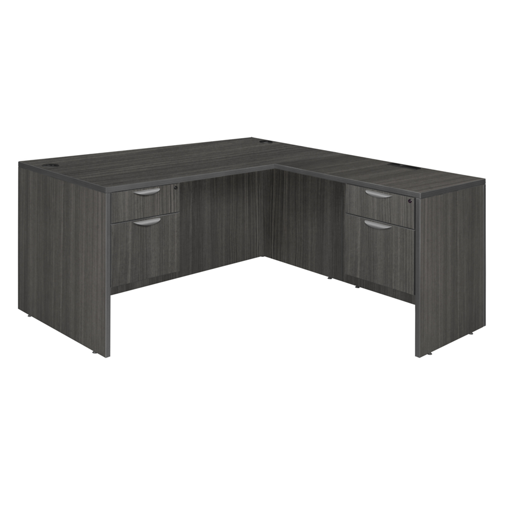 Regency Legacy L-Shaped Desk — 71in. x 35in., Double Pedestal Drawer Unit, Ash Grey, Lockable Drawers, Model# LLD7135AG