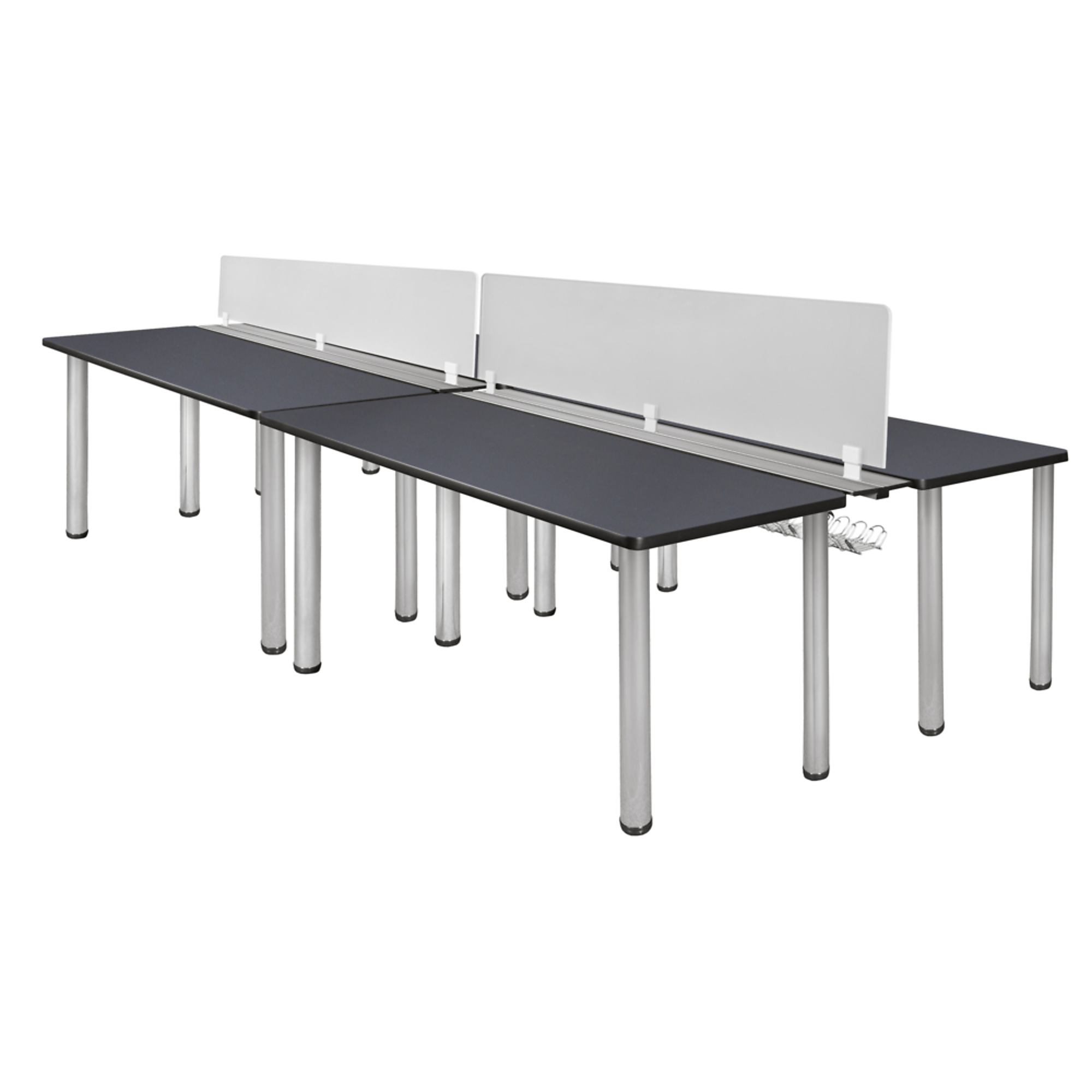 Regency Kee 4-Person Workstation Desk — 60in. x 24in., Privacy Divider, Grey Top, Chrome Legs, Model# MBSPD12024GYBPCM