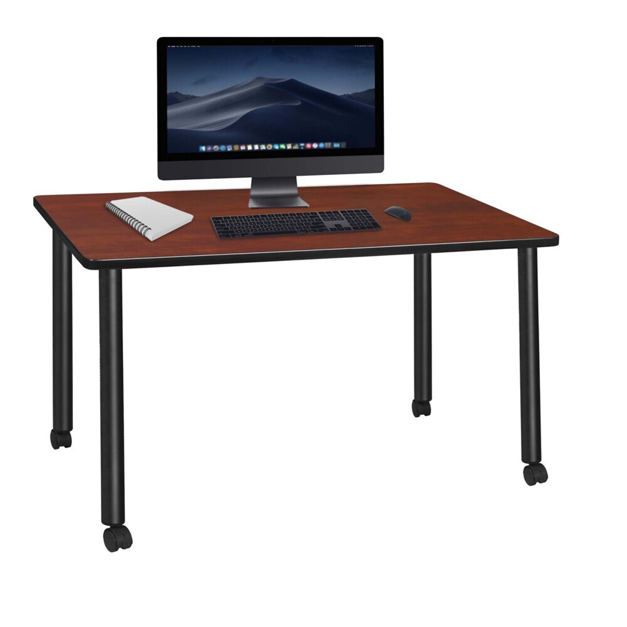 Regency Kee Mobile Desk — 60in. x 24in., Cherry/Maple Top, Black Legs, Locking Casters, Model# MDCL6024CHBK