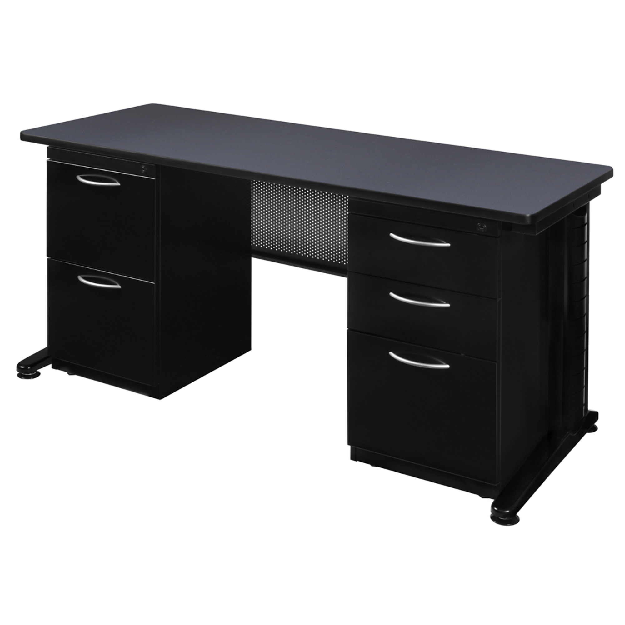 Regency Fusion Teacher's Desk — 66in. x 24in., Double Pedestal, Grey, Model# MDP6624GY