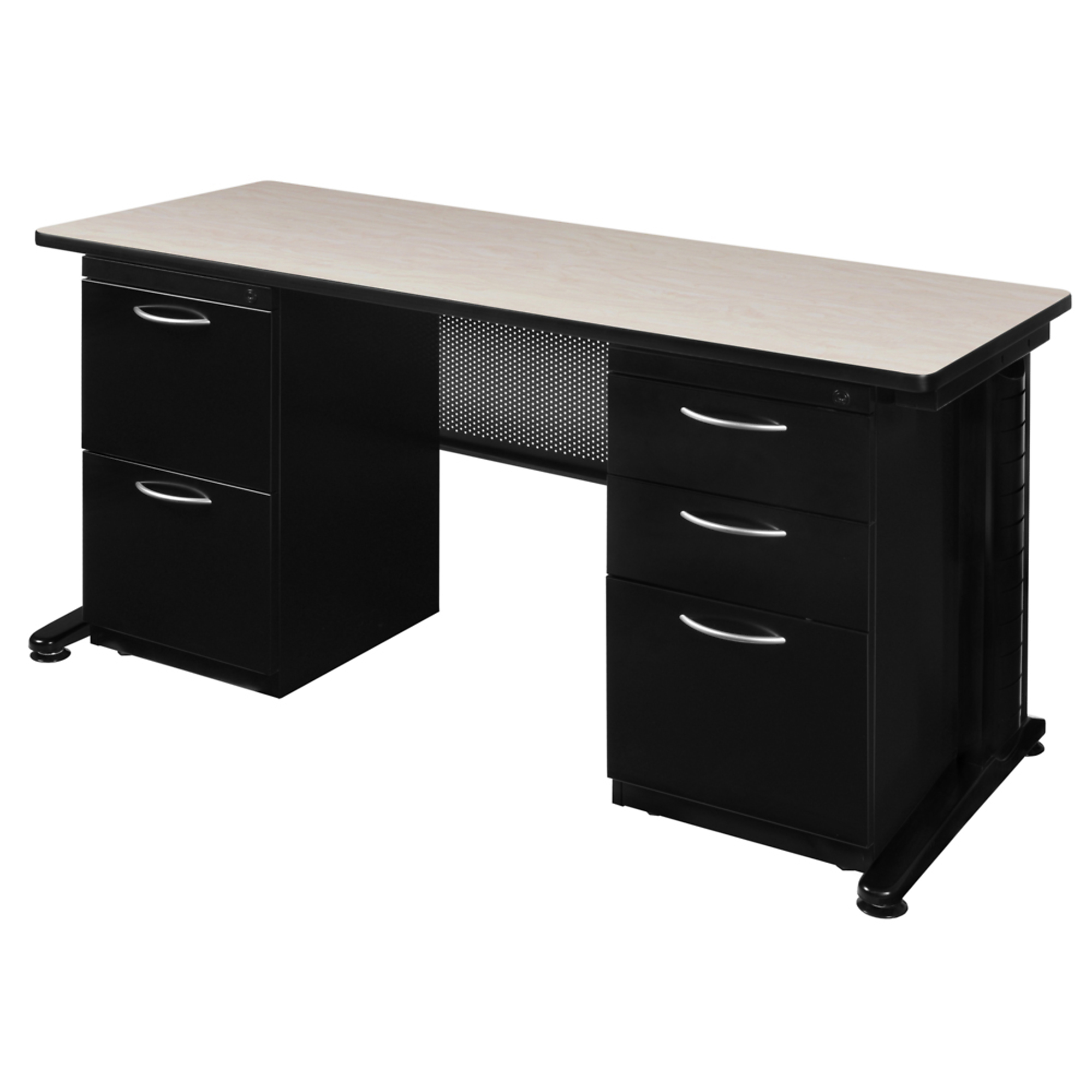 Regency Furniture Fusion Teacher's Desk — 66in. x 24in., Double Pedestal, Maple/Cherry, Lockable Drawers, Model# MDP6624PL
