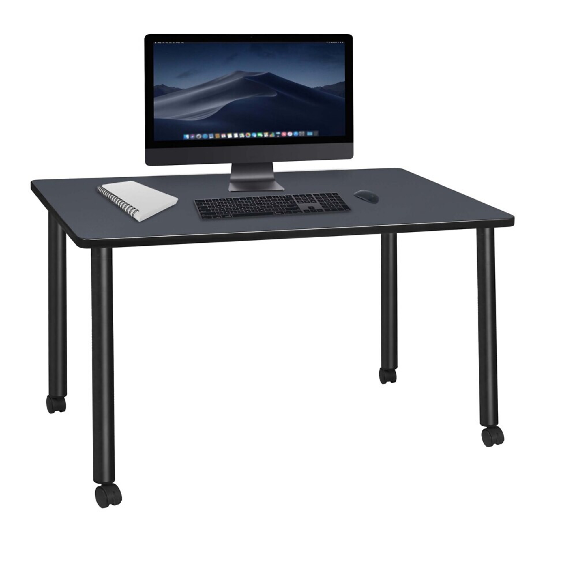 Regency Kee Mobile Desk — 60in. x 24in., Grey Top, Black Legs, Locking Casters, Model# MDCL6024GYBK