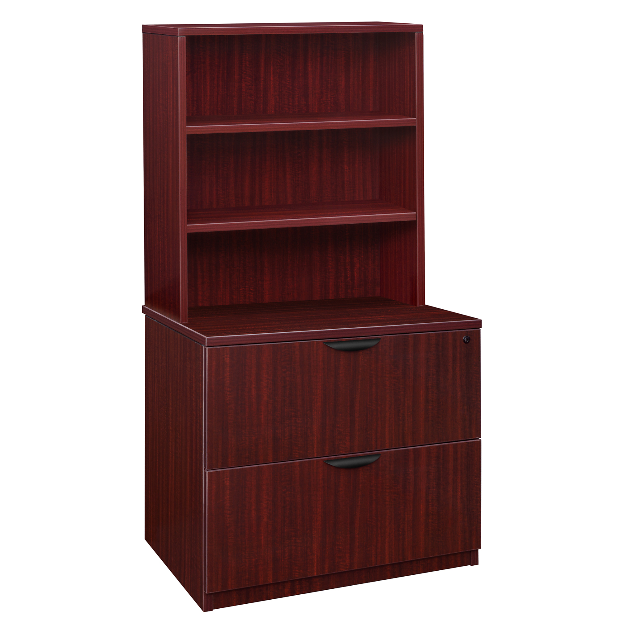 Regency Legacy Lateral File with Open Hutch — Mahogany, Lockable, Model# LPLFH3665MH