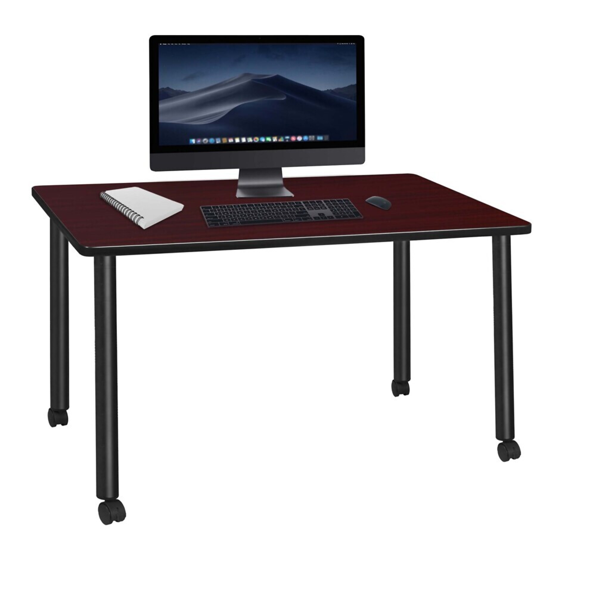 Regency Kee Mobile Desk — 60in. x 24in., Mahogany Top, Black Legs, Locking Casters, Model# MDCL6024MHBK