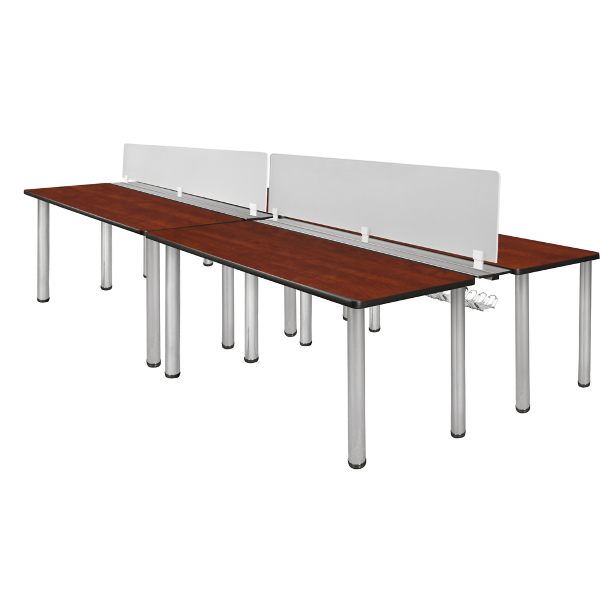 Regency Furniture Kee 4-Person Workstation Desk — 60in. x 24in., Privacy Divider, Cherry Top, Chrome Legs, Model# MBSPD12024CHBPCM