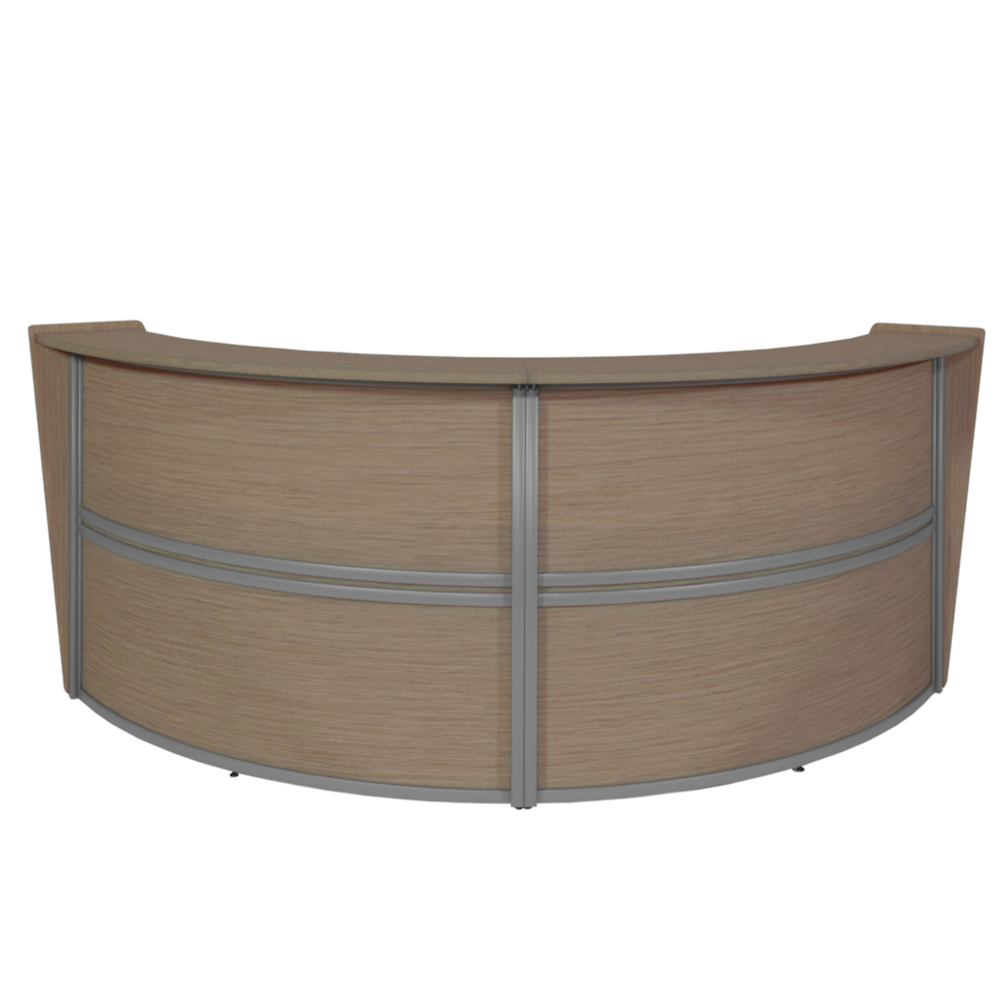 Regency Furniture Marque Double-Unit Reception Desk Workstation — 124.25in. x 49in., Noble Oak, Model# 77292NO