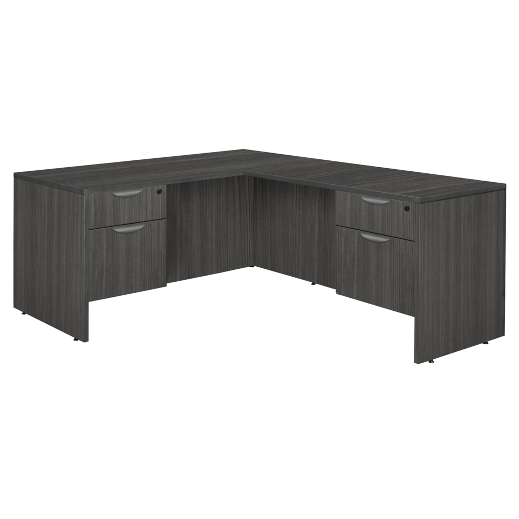 Regency Legacy L-Shaped Desk with Double Pedestal Drawer Unit — 66in. x 77in., Ash Grey, Lockable Drawers, Model# LLD663047AG