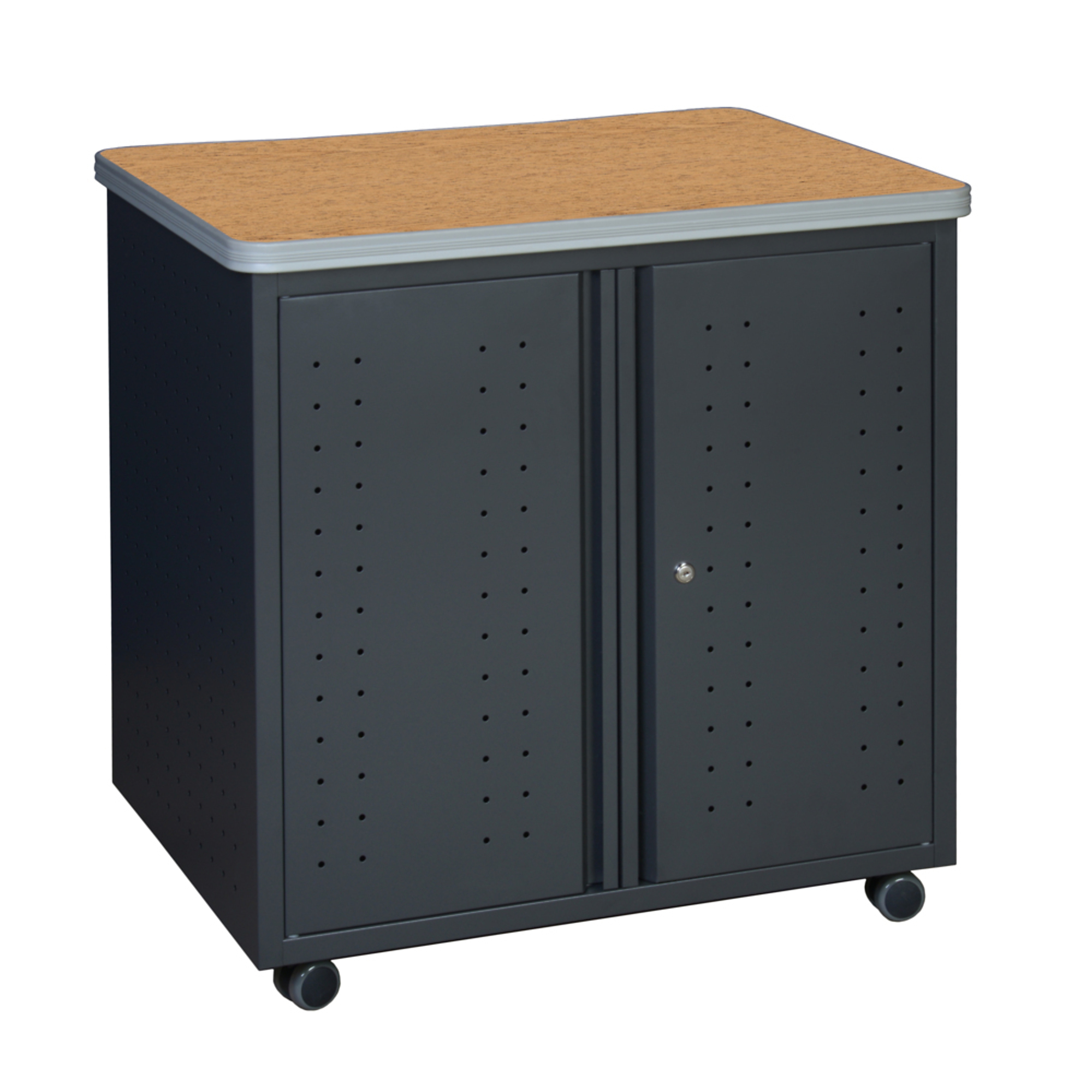 Regency Mesa Steel Mobile Utility Table — 30in. x 23.25in., Medium Oak, Locking, Model# 66746SCMO