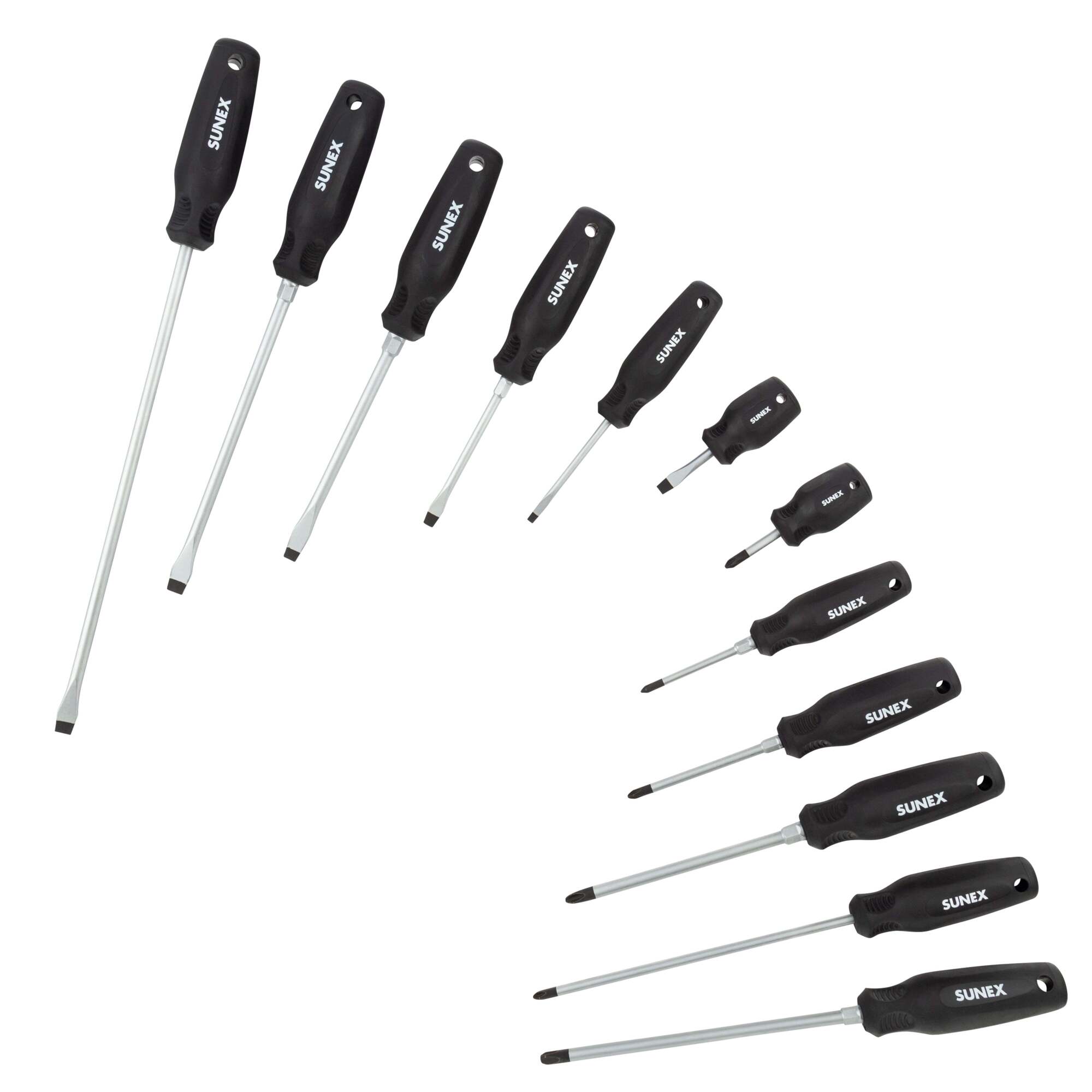 Sunex Tools Magnetic Screwdriver Set — 12-Piece, Phillips and Slotted, EVA Foam Tray, Model# SXCSDS12