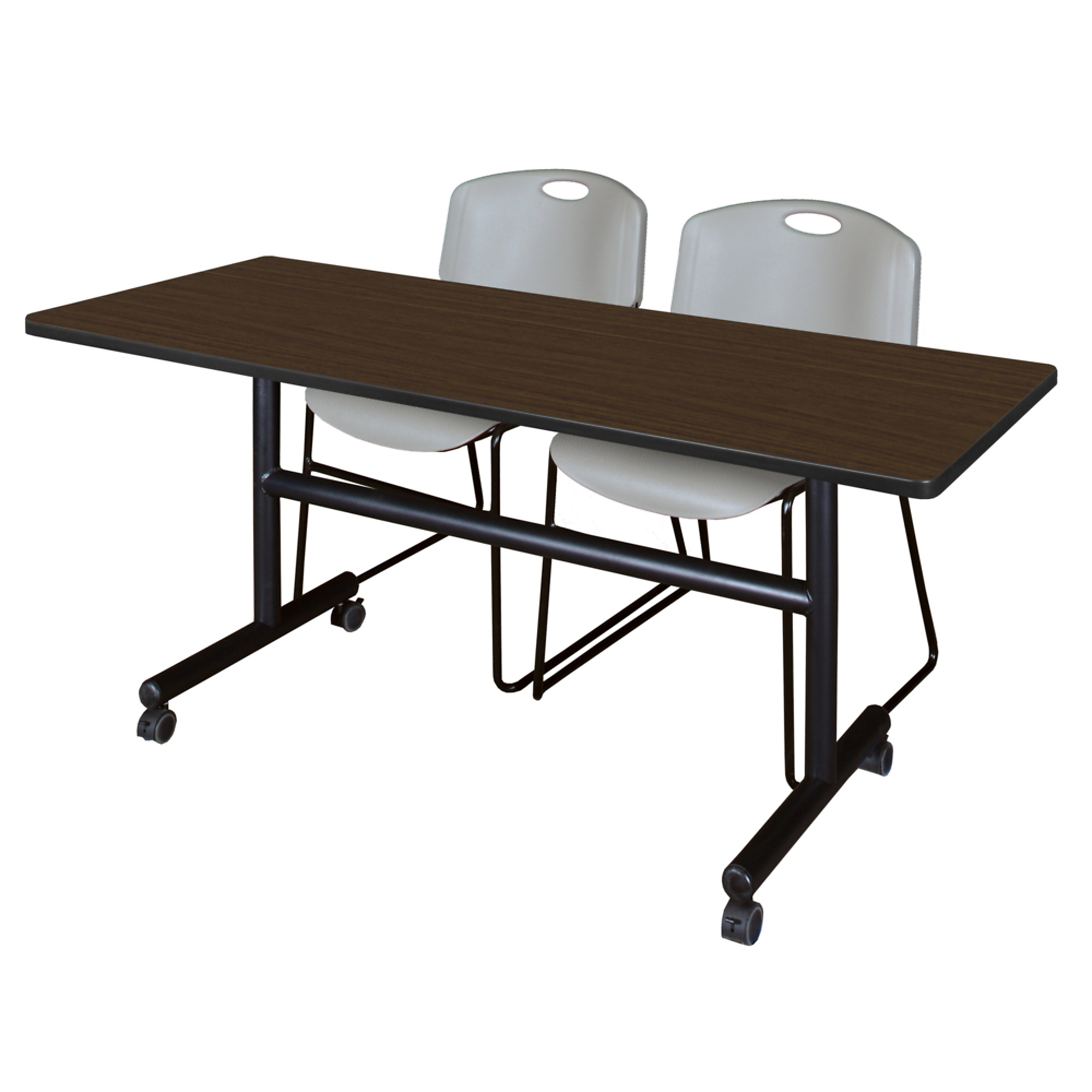 Regency Kobe 60 x 30 in. Flip-Top Training Nesting Table- Neo Walnut, 2 ...