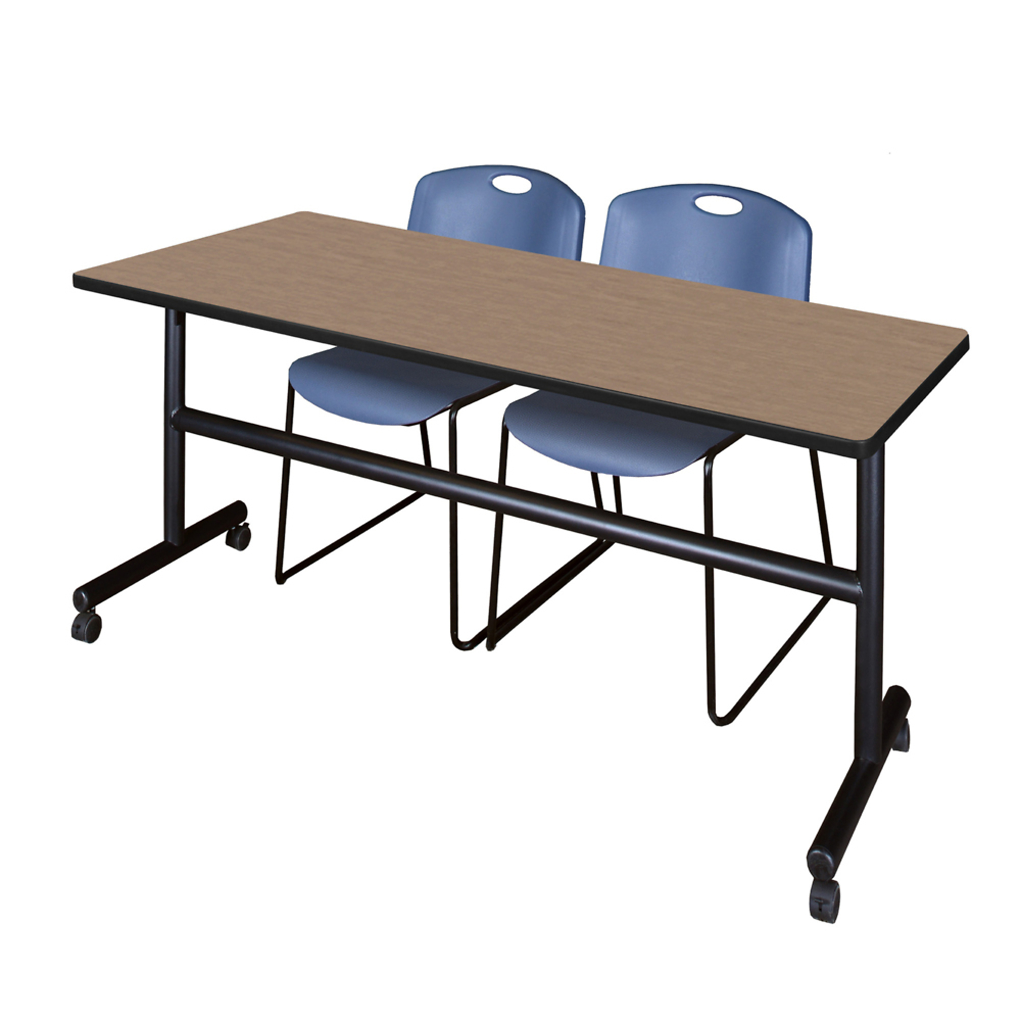 Regency Kobe Flip-Top Training Nesting Table with 2 Zeng Stack Chairs ...
