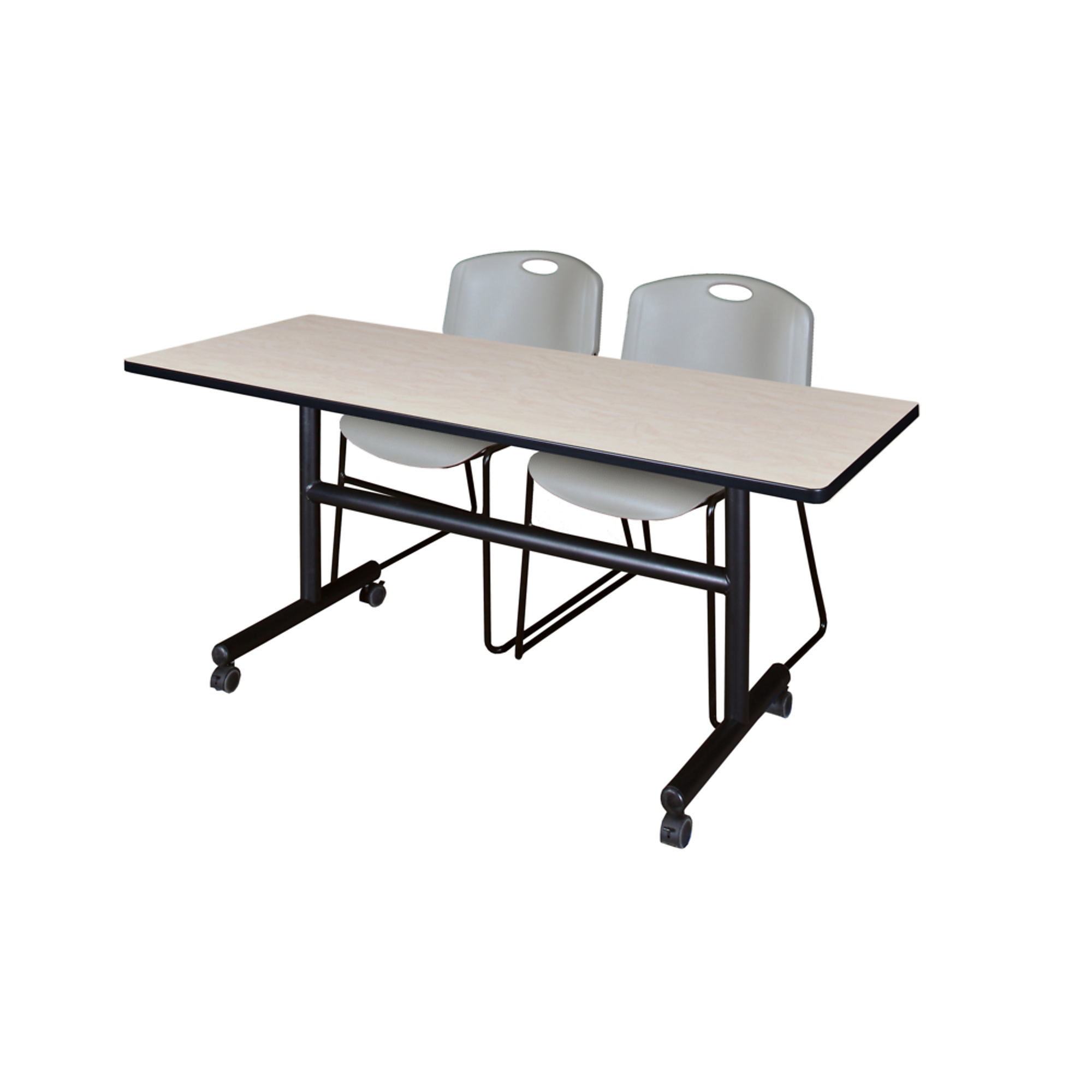 Regency Kobe 60 x 30 in. Flip-Top Training Nesting Table- Maple, 2 Zeng ...
