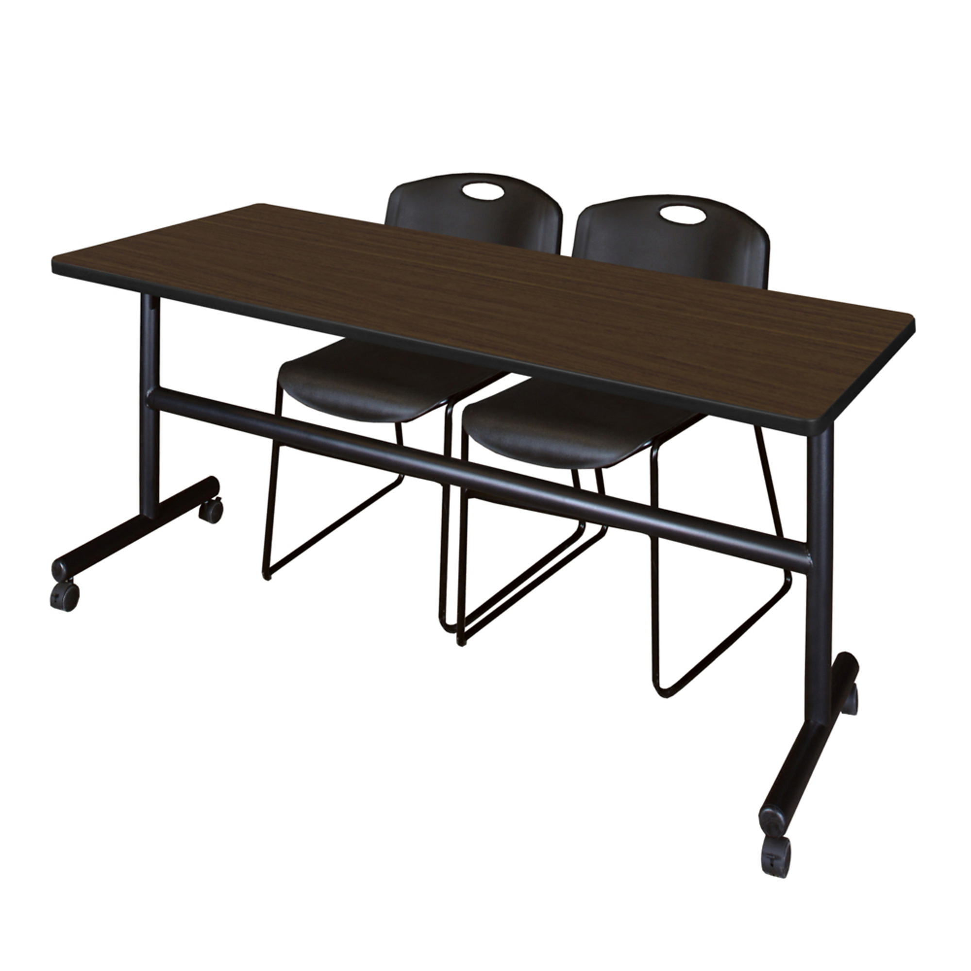 Stack Nested Bench Regency Kobe 72 x 30 in. Flip-Top Training Nesting Table- Neo Walnut, 2 ...