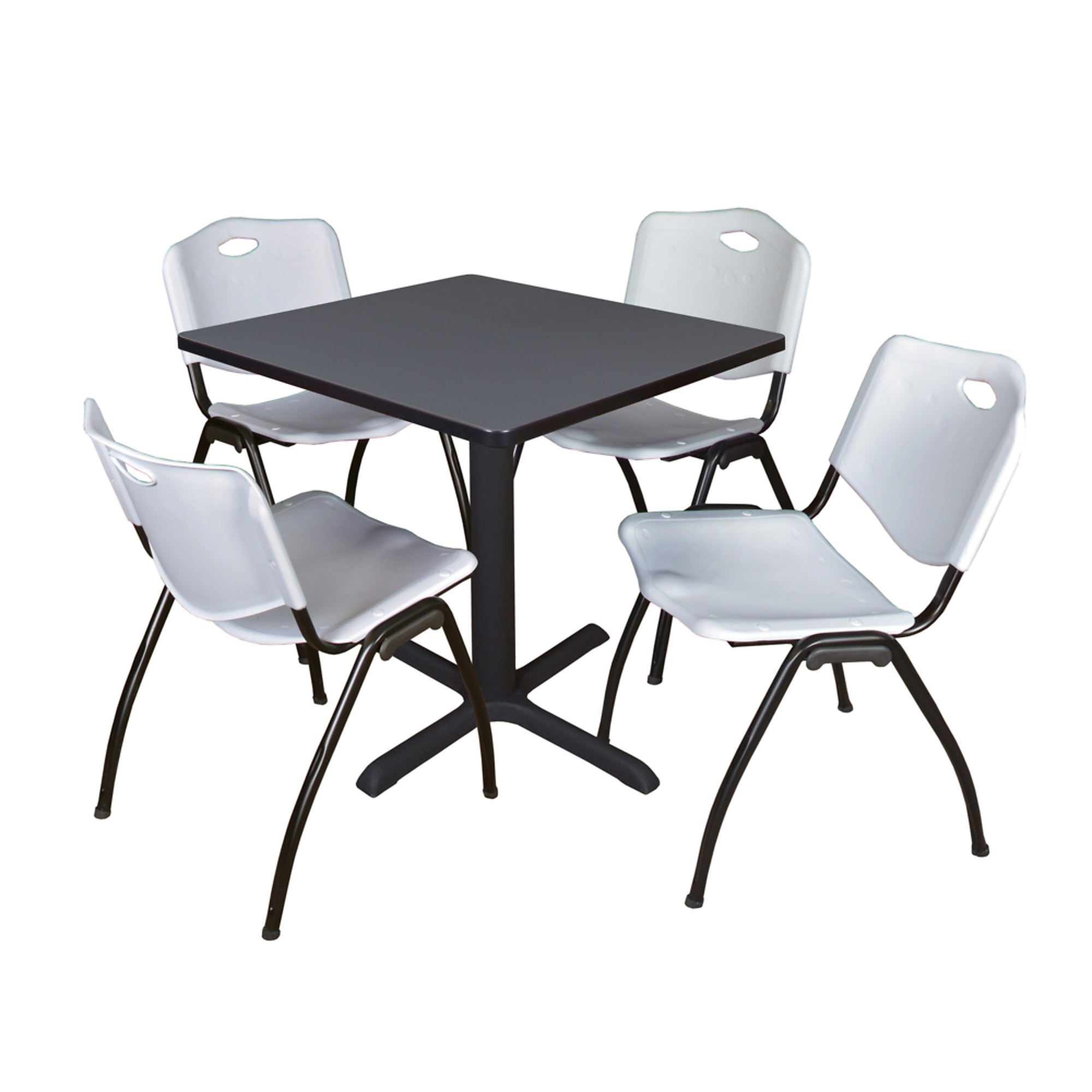 Small Rectangular Breakroom Table Regency Cain Small 30 in. Square X-Base Breakroom Table- Grey & 4 M ...