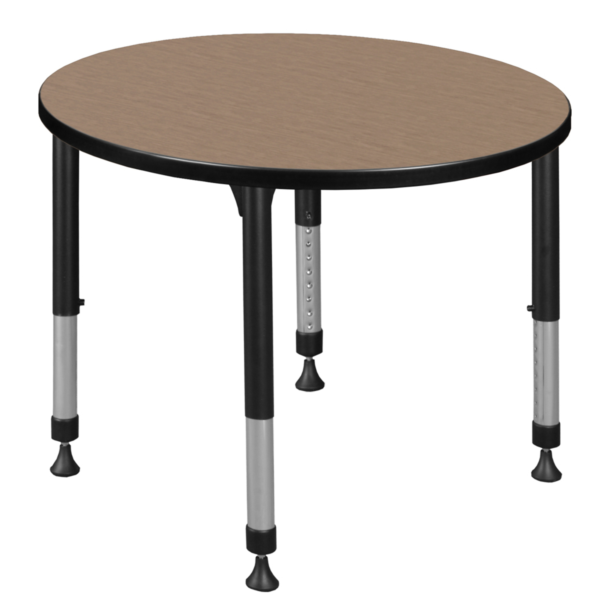 Regency Kee Height Adjustable Classroom Activity Table — 30in. Round, Noble Oak Top, Black Base, Model# TB30RNDNOAPBK