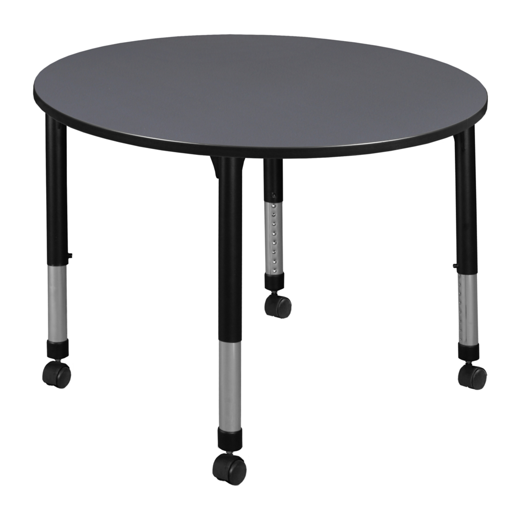 Regency Kee Round Mobile Classroom Activity Table — 48in., Height Adjustable, Grey/Mahogany, Model# TB48RNDGYAPCBK