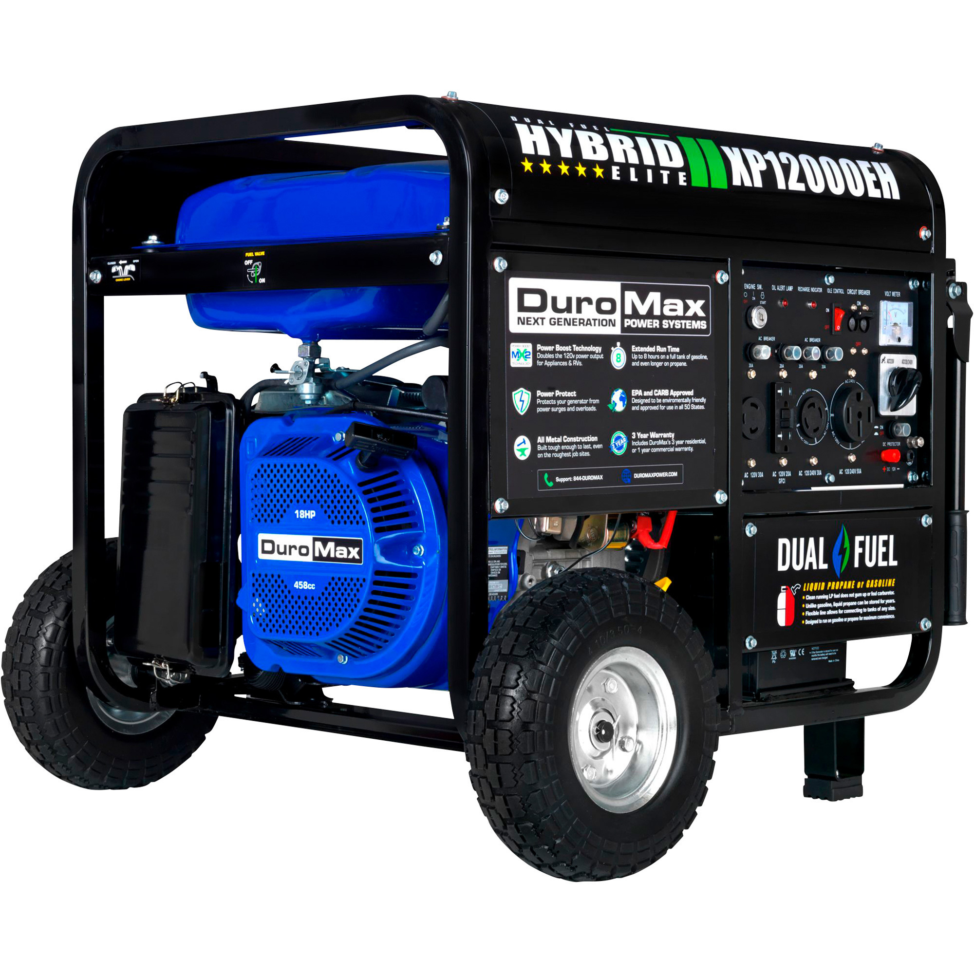 DuroMax Portable Dual Generator — Surge Watts, 9500 Rated Watts, Electric Start, CARB Compliant, Model# XP12000EH | Northern Tool