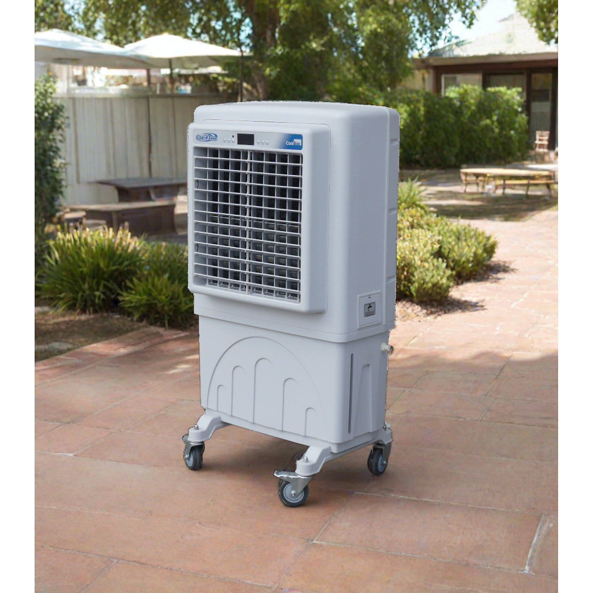 Cool-A-Zone AstroChill Portable Evaporative Cooler — 4.5ft. Tall, 1350 Sq. Ft. Coverage, Remote Control, Honeycomb Pad, Auto Louvers, Hose Hookup, 3 Speeds, Sleep Mode, Locking Wheels, Model# CAZ4120ECWT