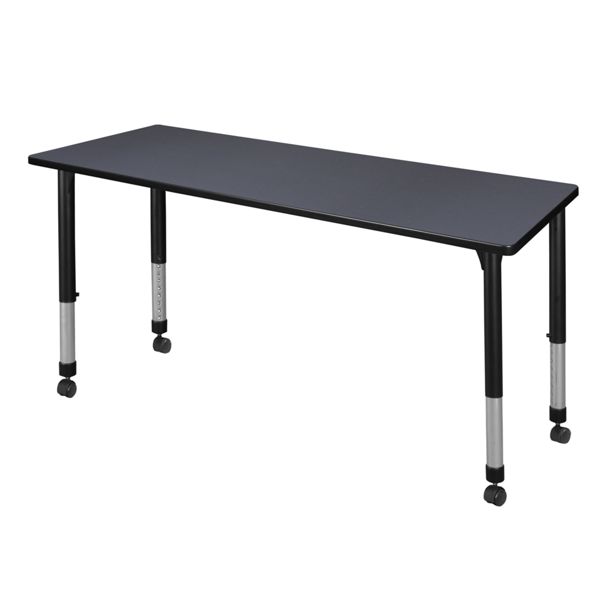 Regency Kee Height Adjustable Mobile Classroom Activity Table — 72in. x 24in., Grey, Model# MT7224GYAPCBK