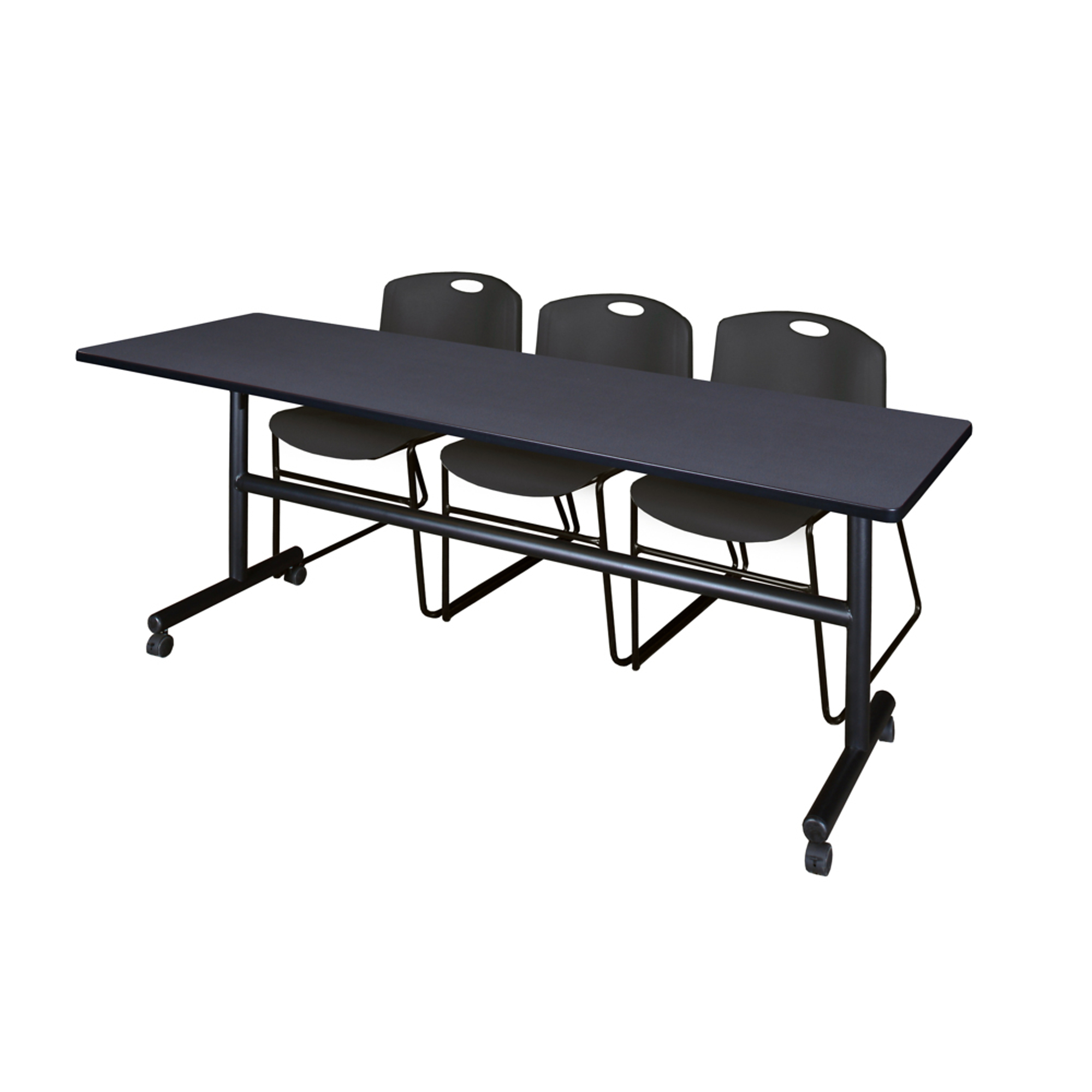 Regency Kobe 84 x 24 in. Flip-Top Training Nesting Table- Grey, 2 Zeng ...