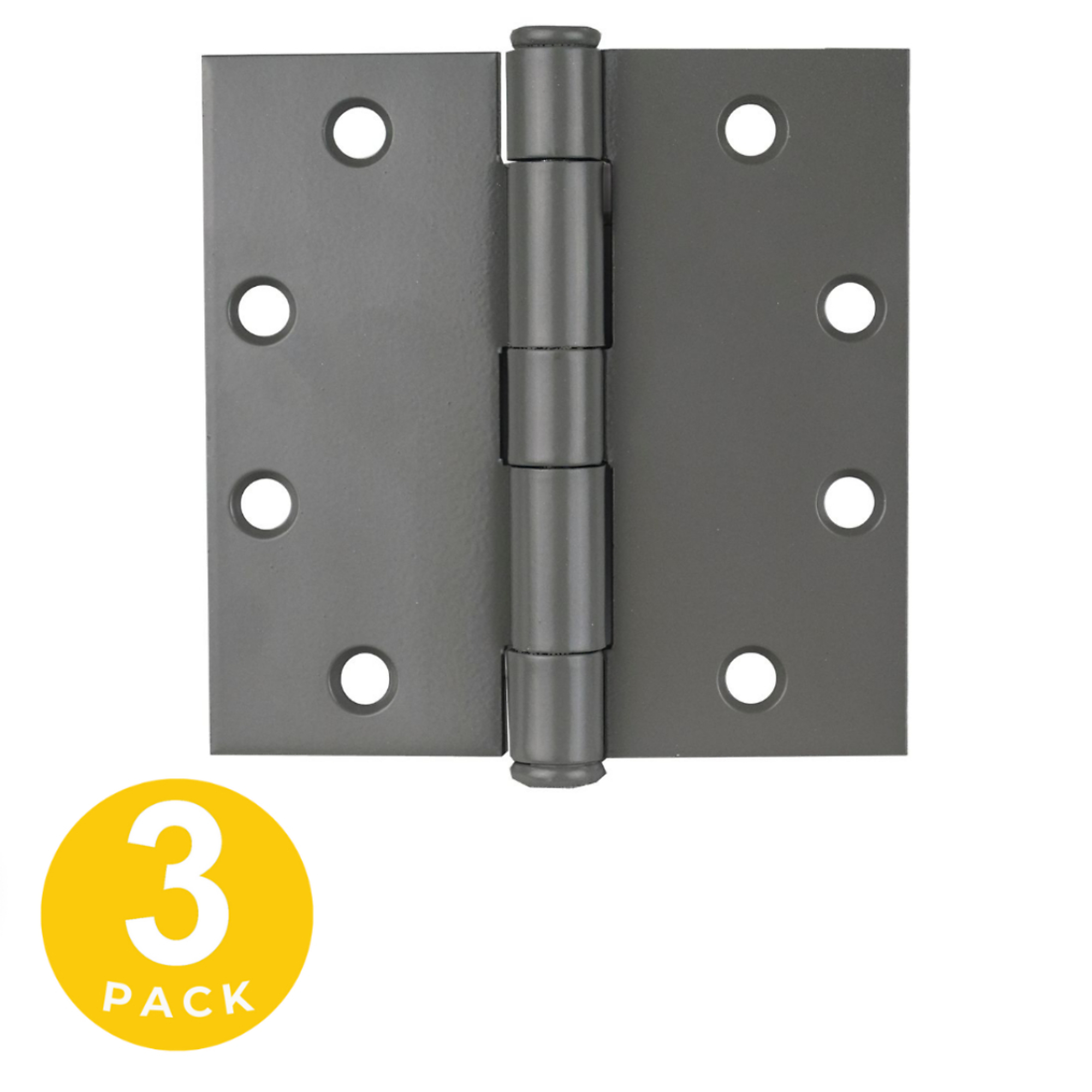 Global Door Controls Prime Coat Squared Radius Plain Bearing Hinge — 4.5in. x 4.5in., Removable Pin, Set of 3, Model# CP4545-USP-3
