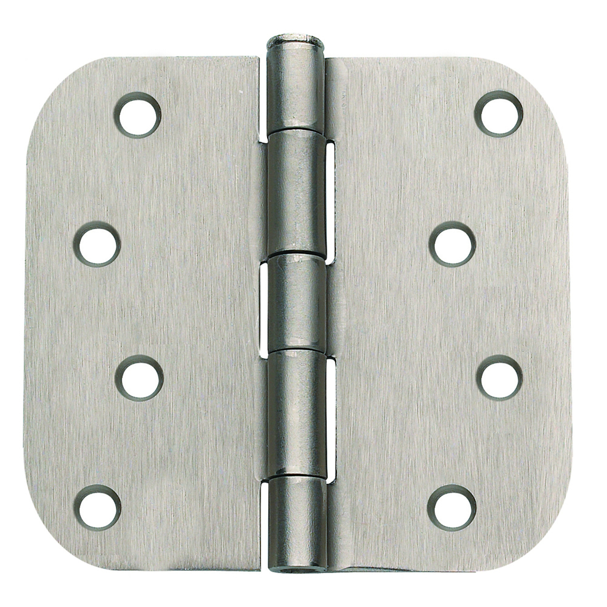 Global Door Controls Satin Nickel Full Mortise Residential Hinges — 4in. x 4in., 5/8in. Radius, Removable Pin, Set of 2, Model# CP4040-5/8-US15-M