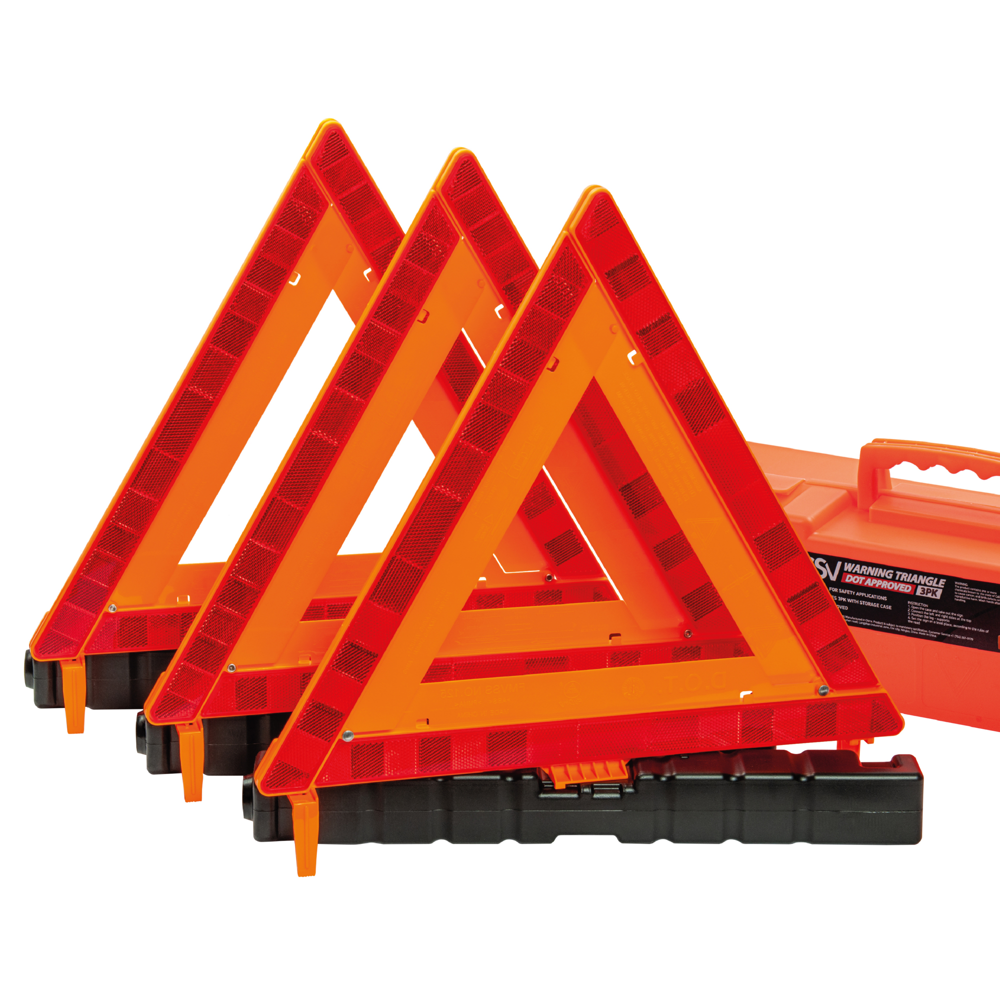 DSV Standard Warning triangles DOT, 3PK, Model# 98001