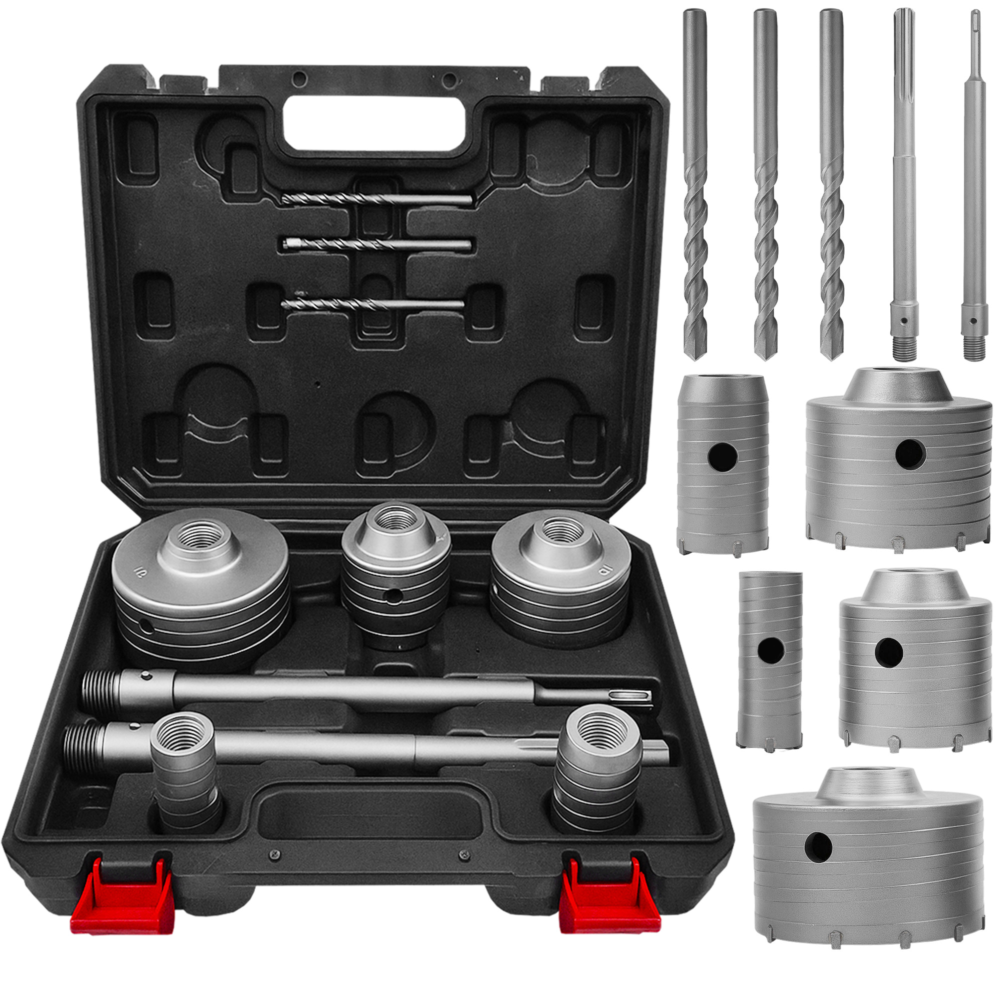 MonoPro 10-Piece Concrete Hole Saw Kit — 30mm to 110mm, SDS Plus & Max Shanks, Tungsten Steel and Carbide, Model# HS-C10