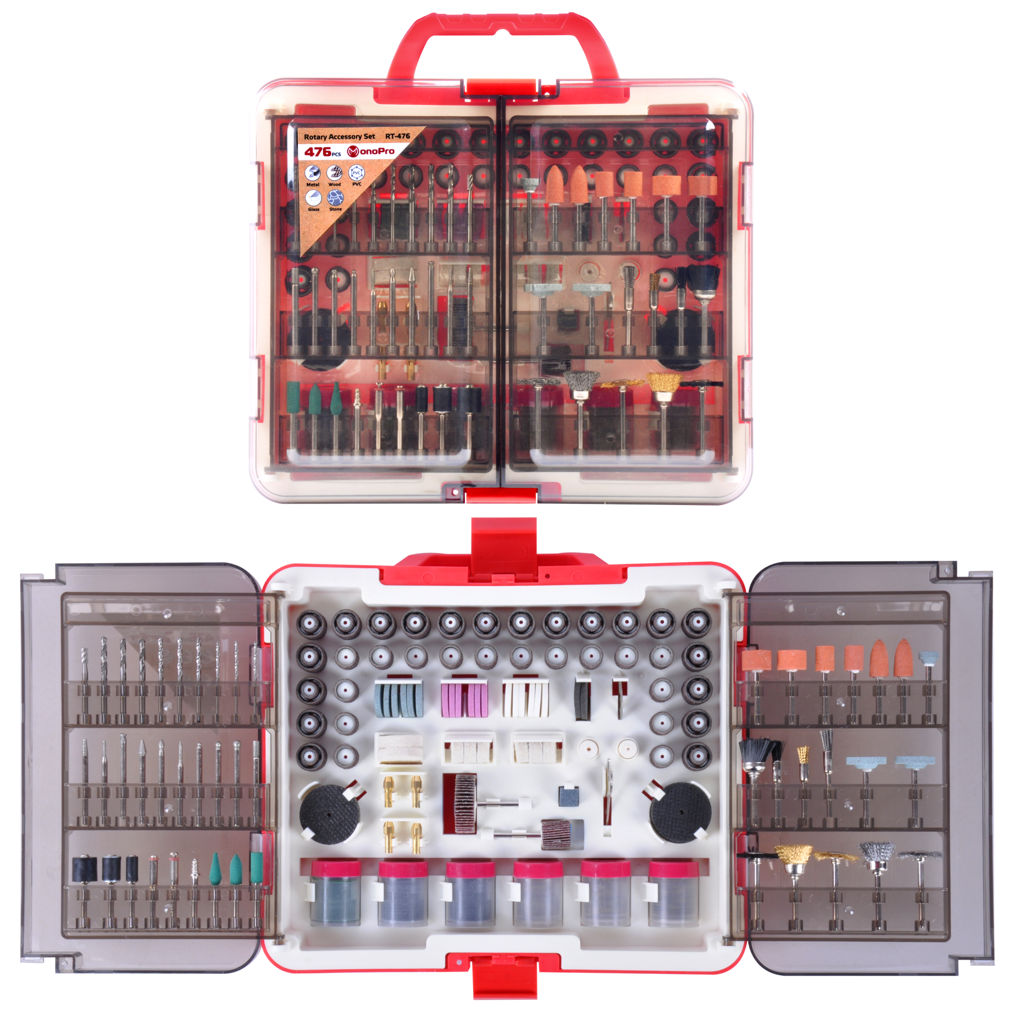 MonoPro Rotary Tool Accessories Kit — 476 Pcs, Includes Storage Case, Model# RT-476