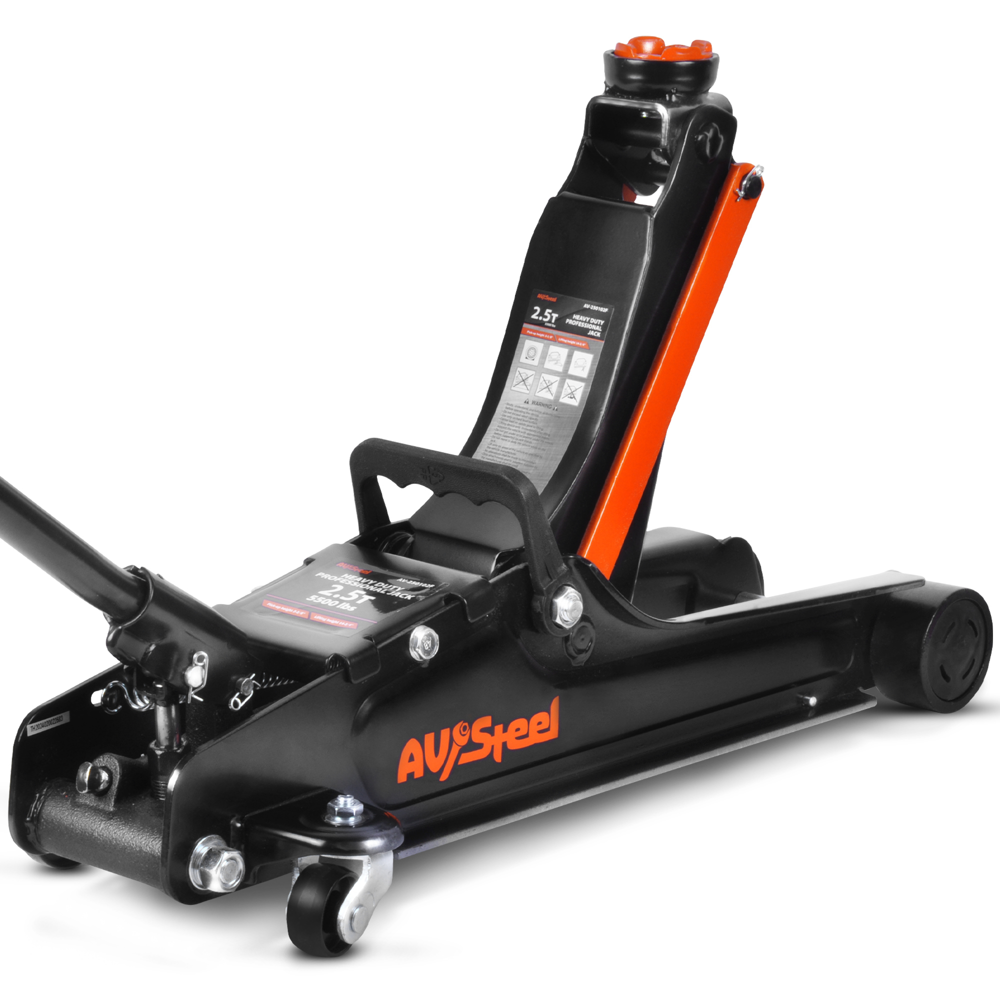 AV Steel Low Profile Floor Jack — 2.5 Ton, 5,500 Lb. Capacity, 3.4in - 14.6in. Lift, Single Piston, Model# AV-250102F