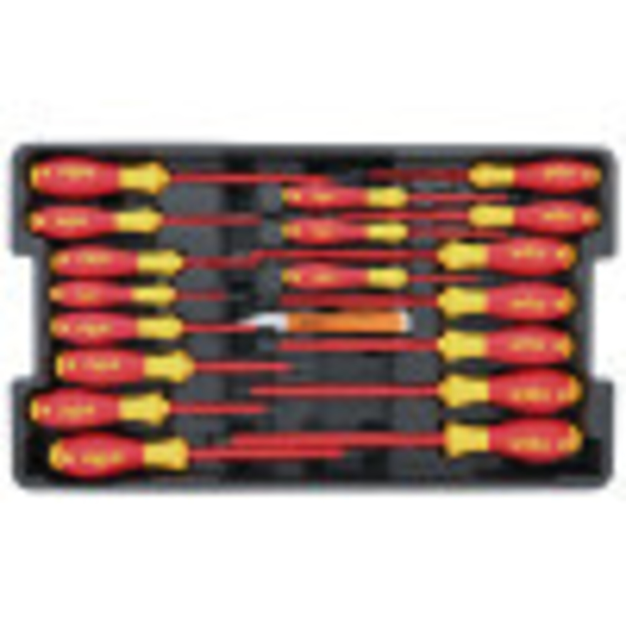 Wiha Tools 9 Piece Insulated SoftFinish Screwdriver and Cat III Voltage Detector Set with Toolbox Tray, Model #32095