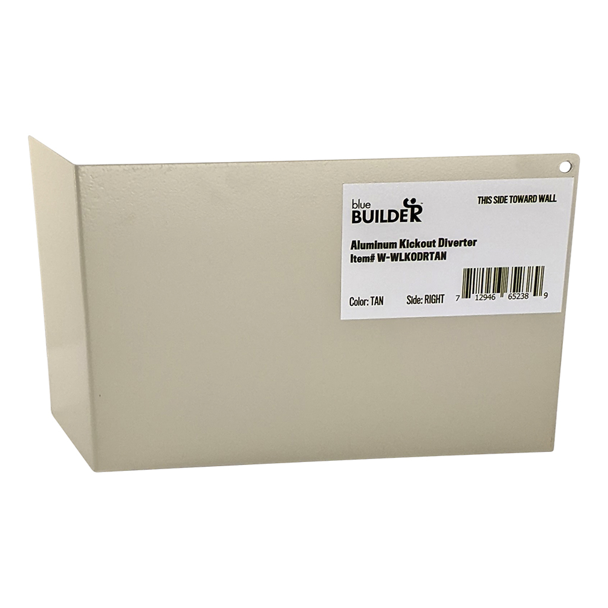 Blue Builder Aluminum Kickout Diverters — Right, Coated Tan, Watertight, Model# WLKODRTAN