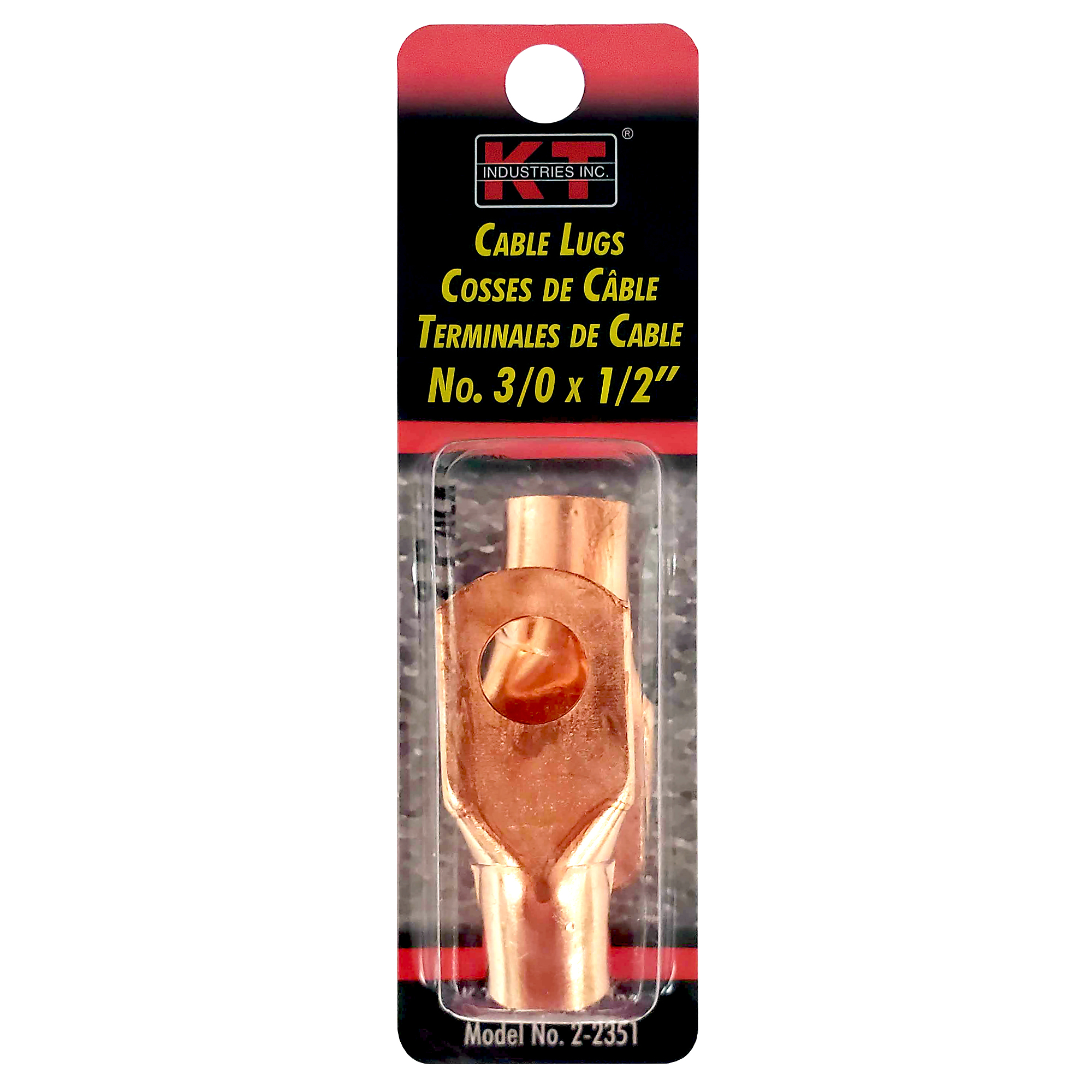 K-T Industries Cable Lugs, 3/0 x 1/2in., 2-Pk., Model# 2-2351