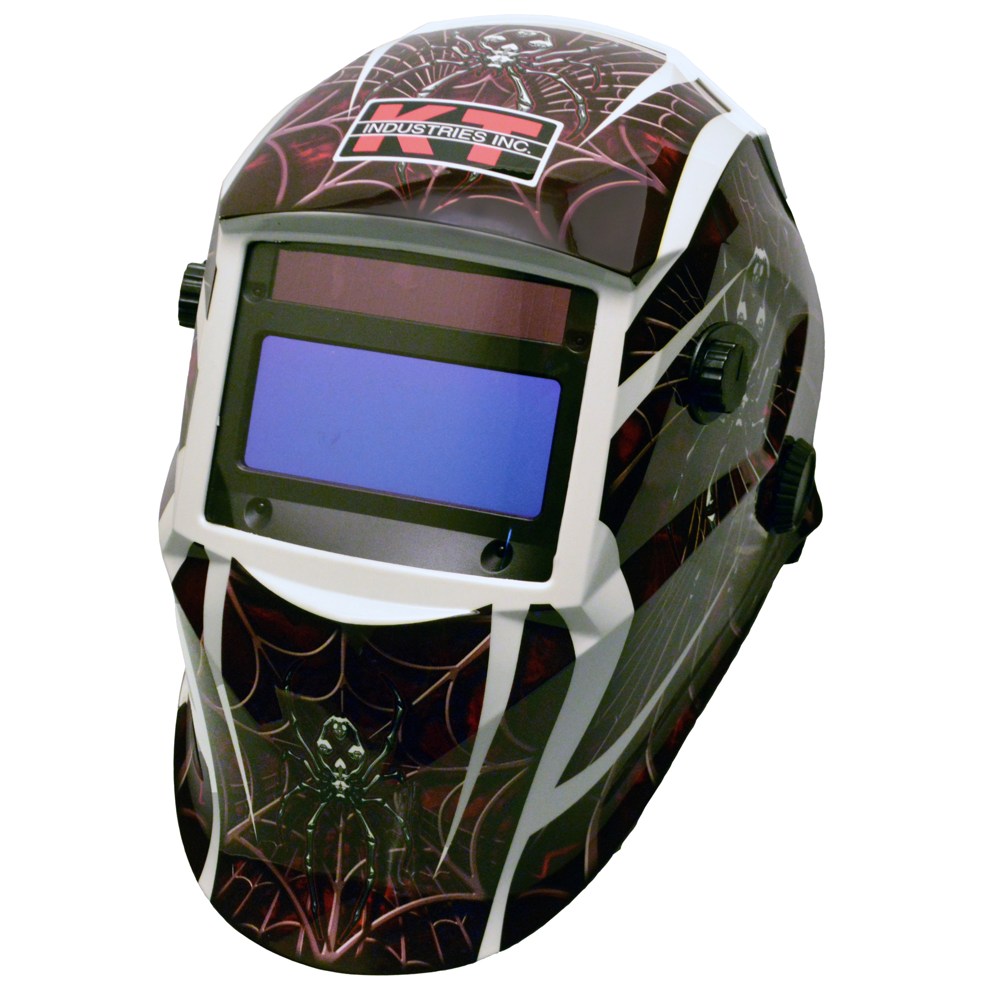 K-T Industries Spider Auto Darkening Welding Helmet — Lightweight Molded Nylon, Ratcheting Headgear, UV/IR Protection, Model# 4-1051