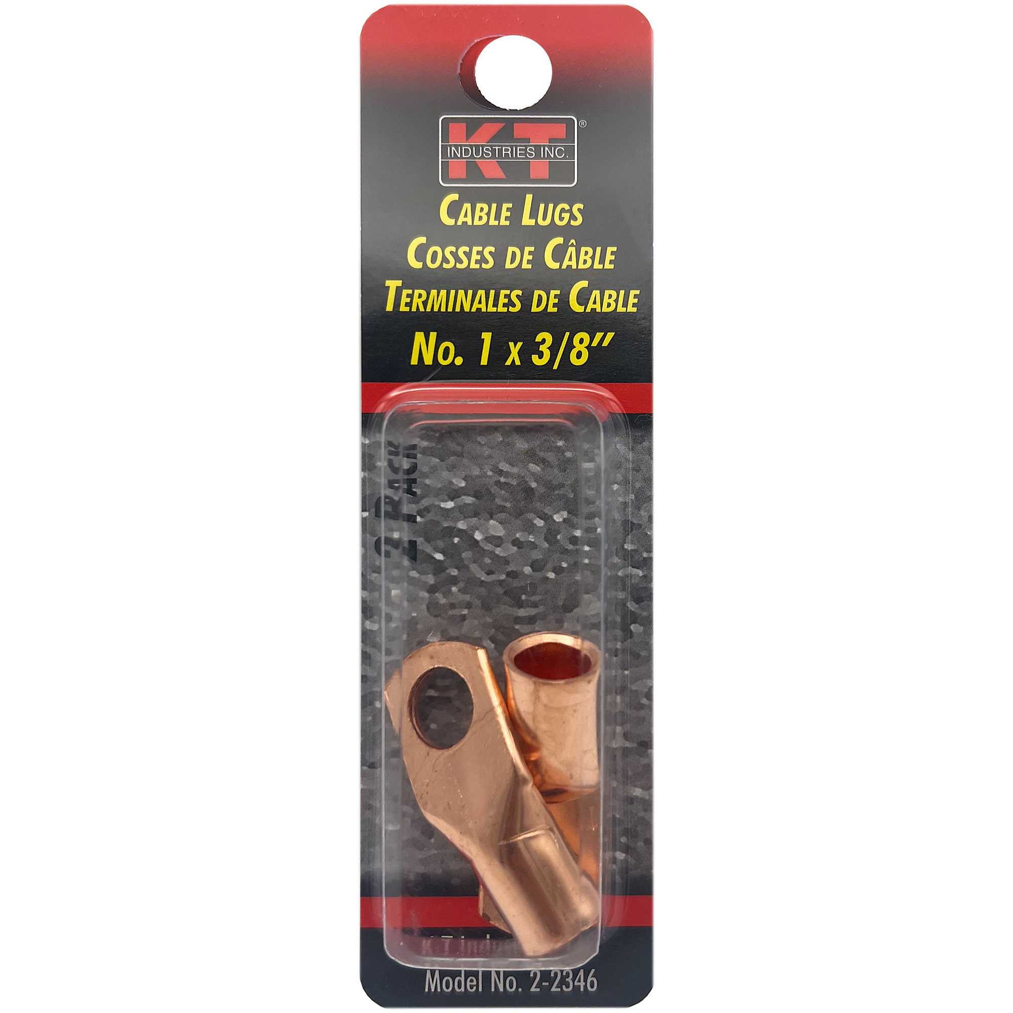 K-T Industries Cable Lugs, 1 x 3/8in., 2-Pk., Model# 2-2346