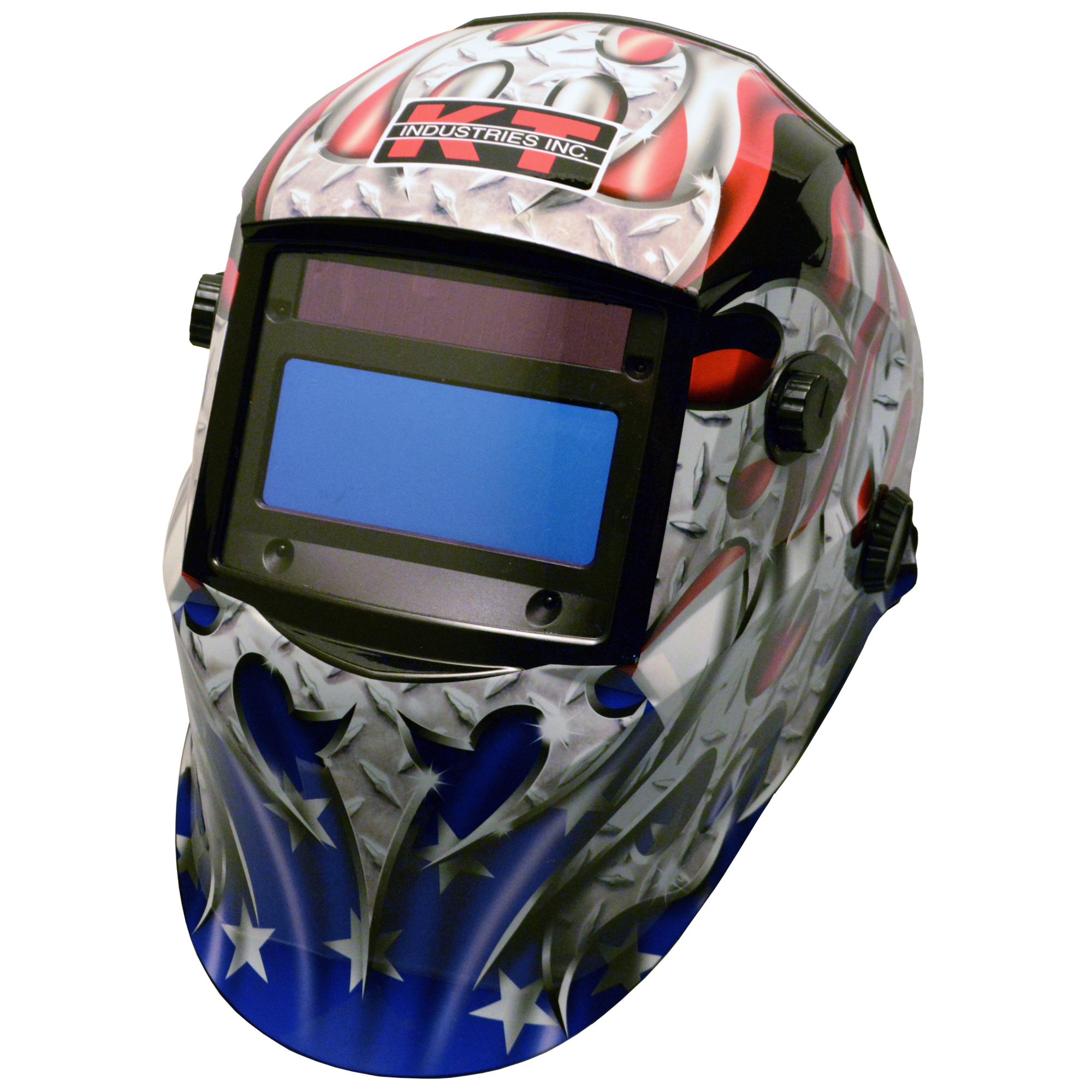 K-T Industries American Steel Auto-Darkening Welding Helmet — Pro, Lightweight Nylon, Ratcheting Headgear, Model# 4-1052