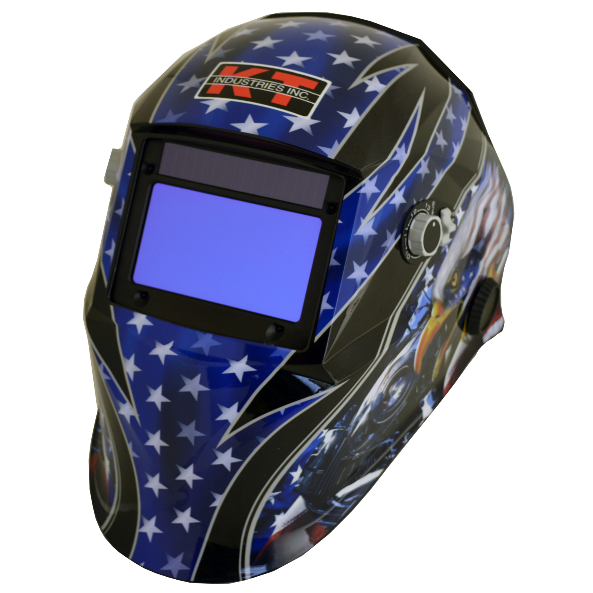 K-T Industries Patriotic Auto Darkening Welding Helmet — Lightweight Molded Nylon, Adjustable Fit, UV/IR Protection, Model# 4-1073