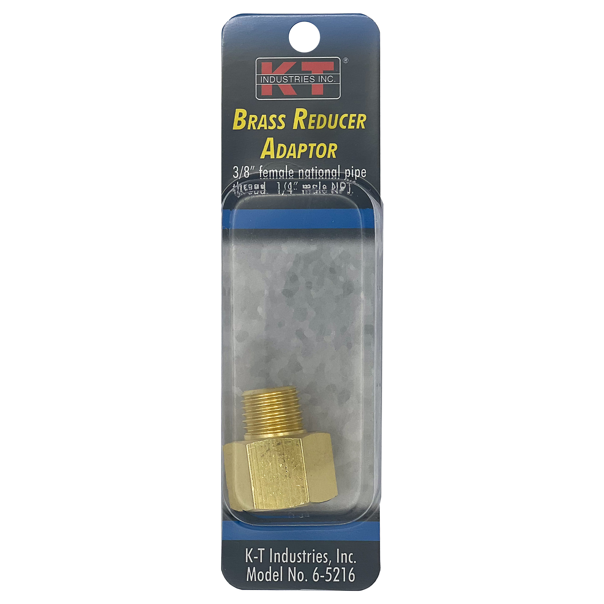 K-T Industries Brass Reducer — 3/8in. Female NPT x 1/4in. Male NPT, Model# 6-5216