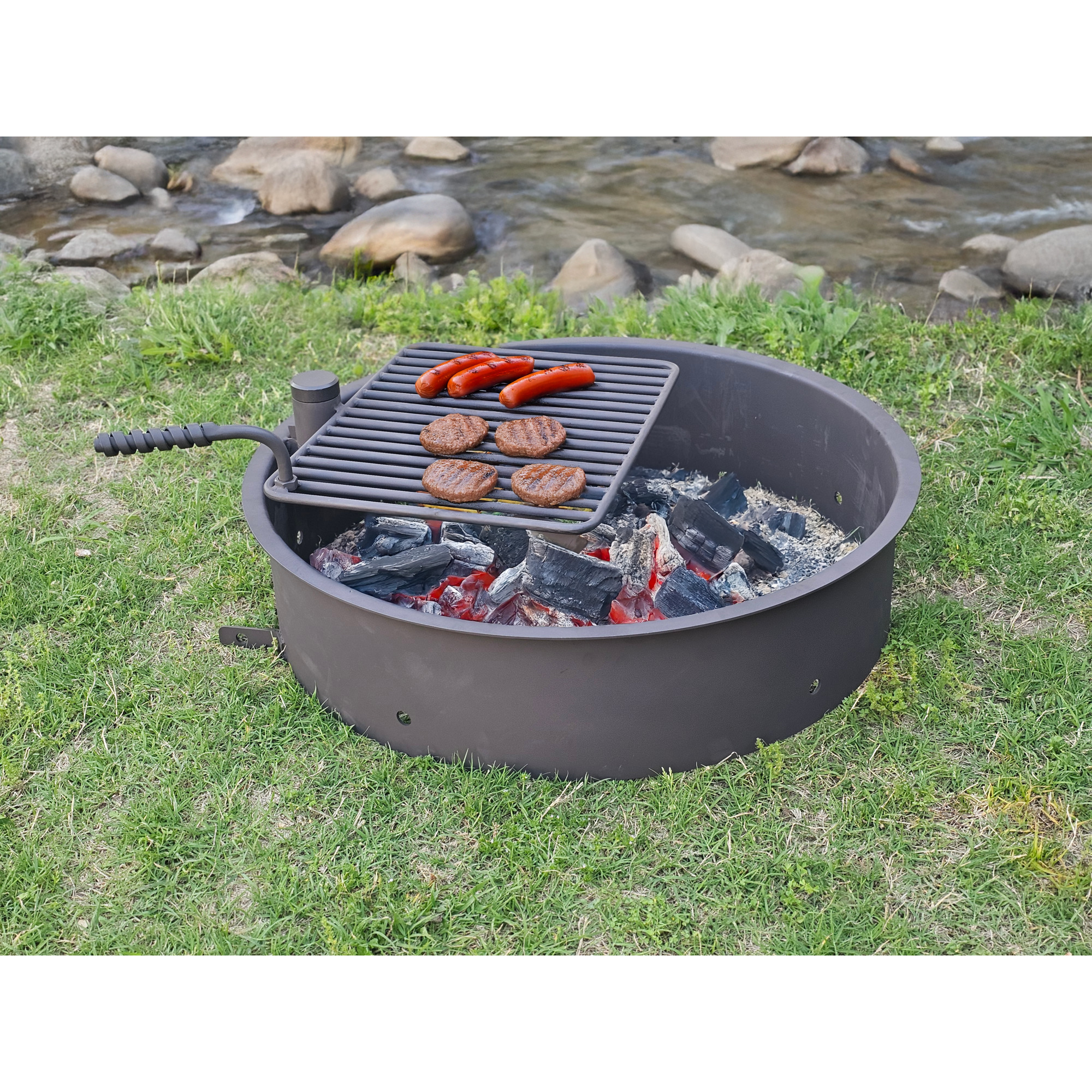 Park Elements Commercial Fire Ring — 32in. with Swivel Grate, Model# CD-FSW32