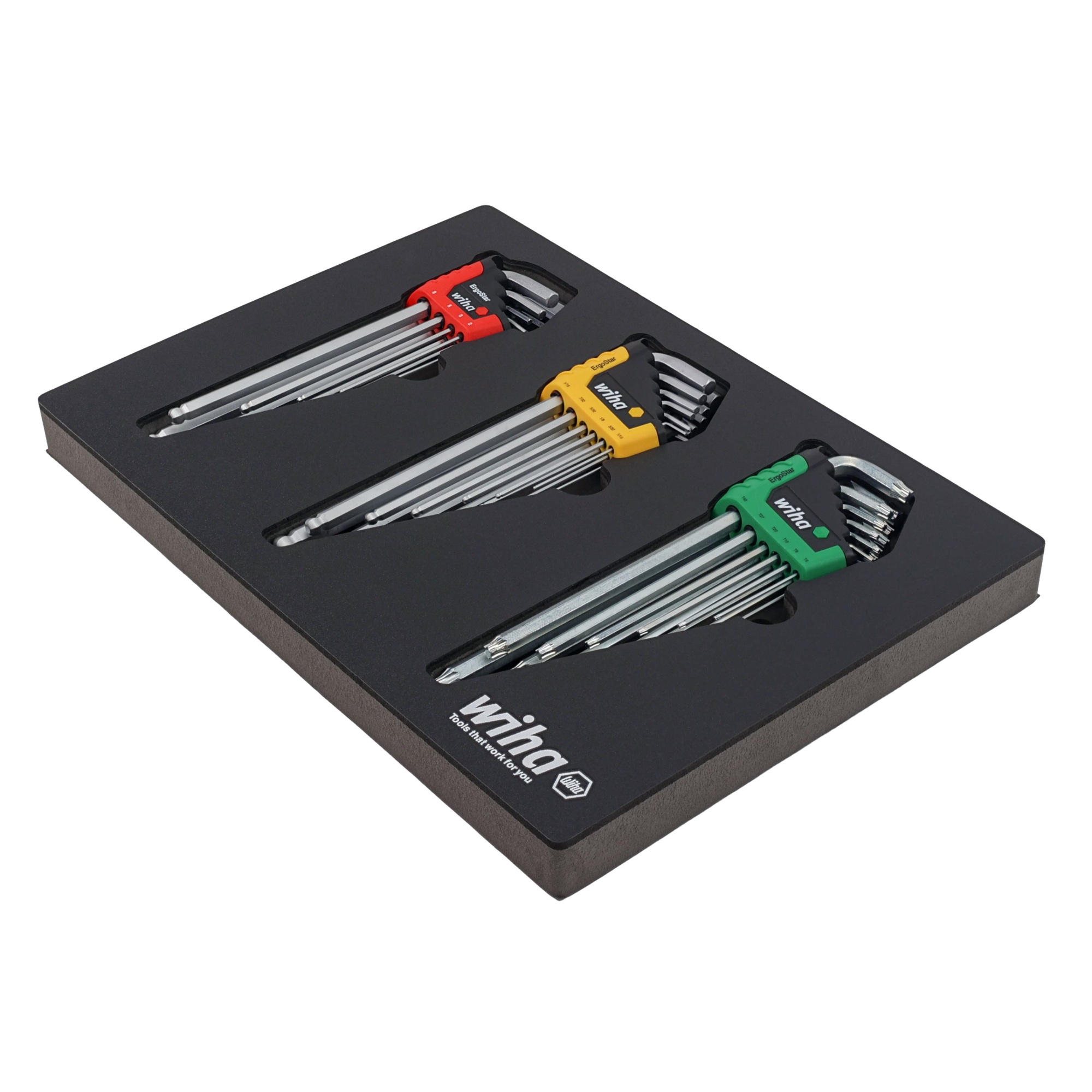 Wiha Tools 35 Piece ErgoStar L-Key Tray Set - Hex Metric, Hex SAE, Torx, Model #66979